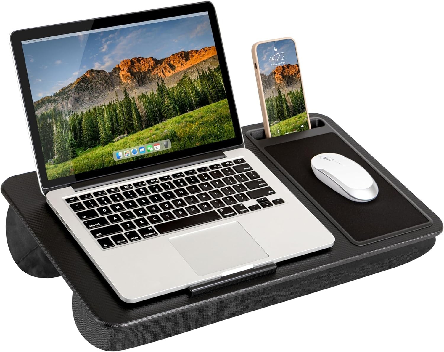 Sleek Black Carbon Lap Desk with Carry Handle – Ultimate Home Office Solution