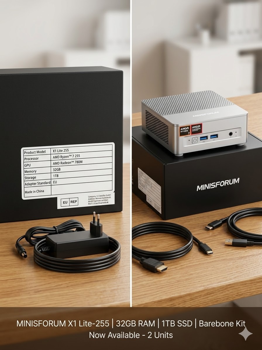 Minisforum X1 Lite-255 Mini PC | Ryzen 7 255 | 32GB RAM |