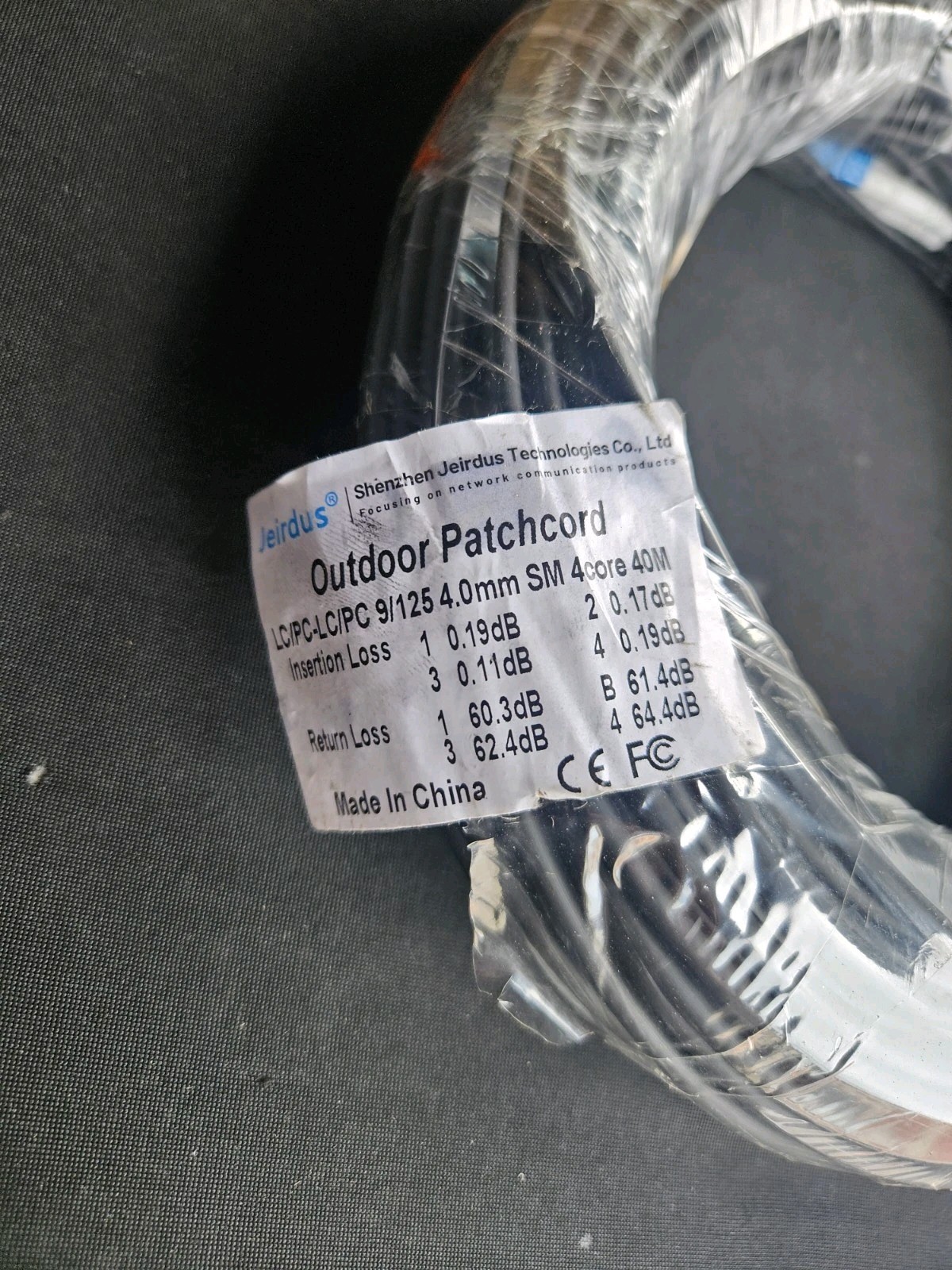 Jeirdus 40M 131FT 4 Core LC-LC Outdoor Singlemode Fiber Optic Cable 9/125