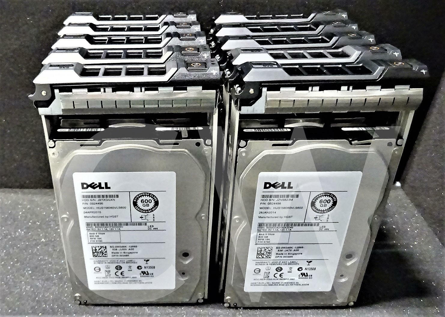 LOT OF 10 - Dell W348K HUS156060VLS600 600GB 15K RPM 6Gb/s 3.5" SAS Hard Drive