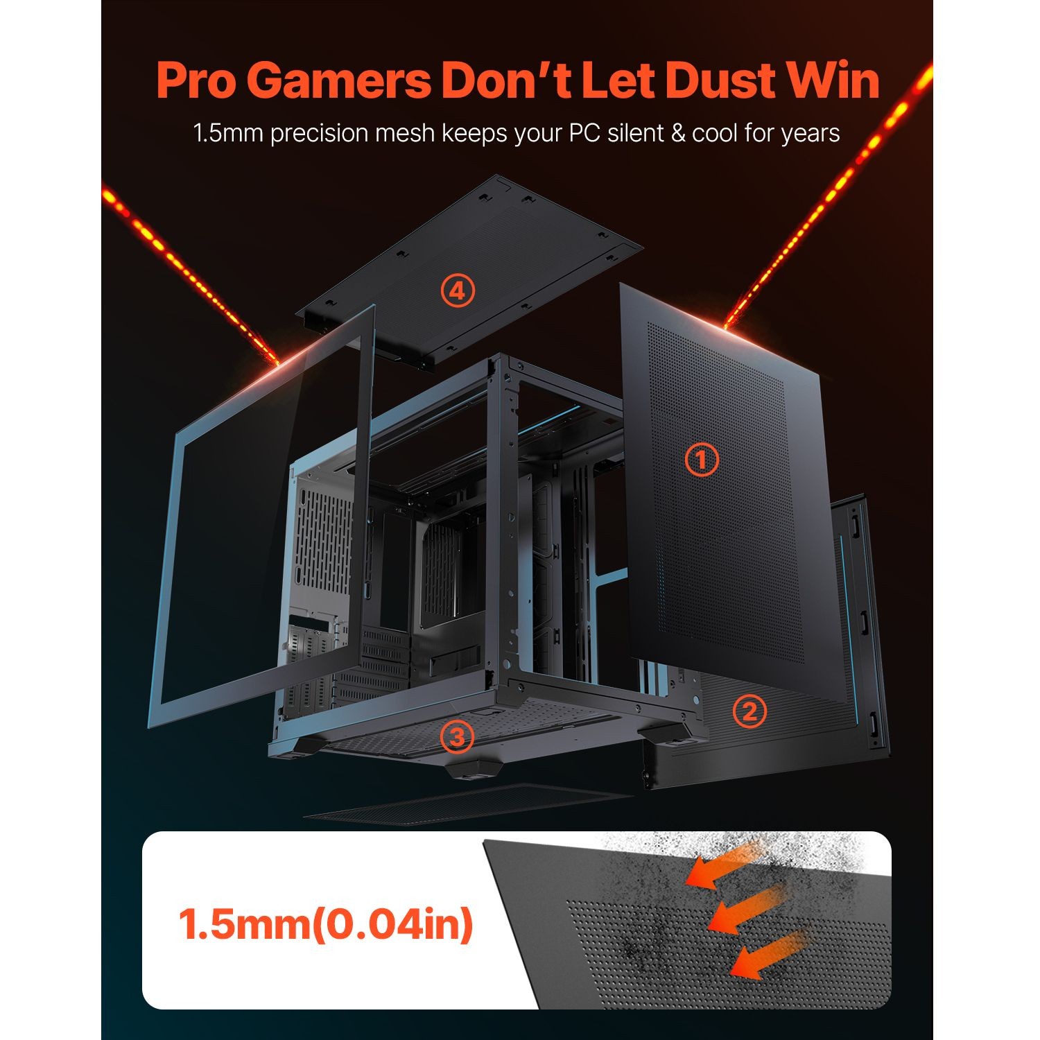 Stylish Mid-Tower PC Case with Dual Chamber & Tempered Glass Design
