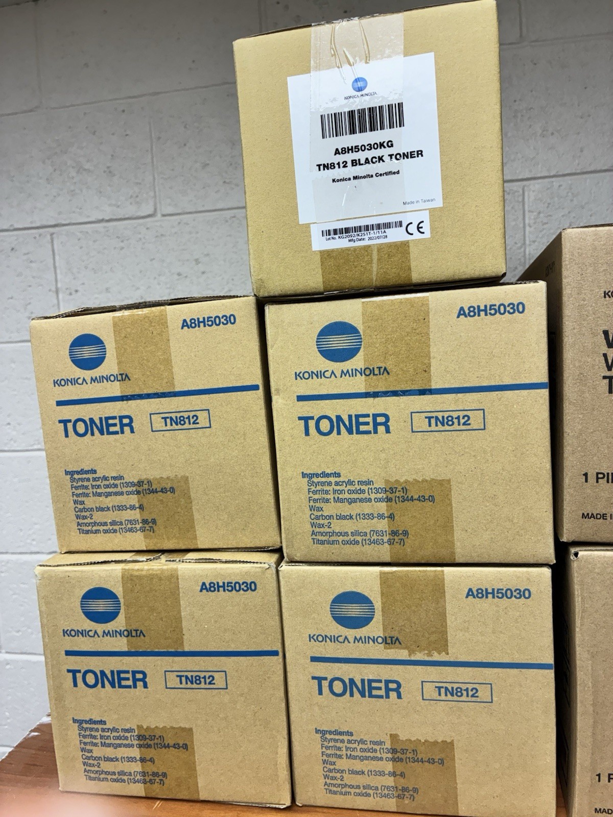 Lot 5 New Konica Minolta TN812 A8H5030 Black Toner Cartridges