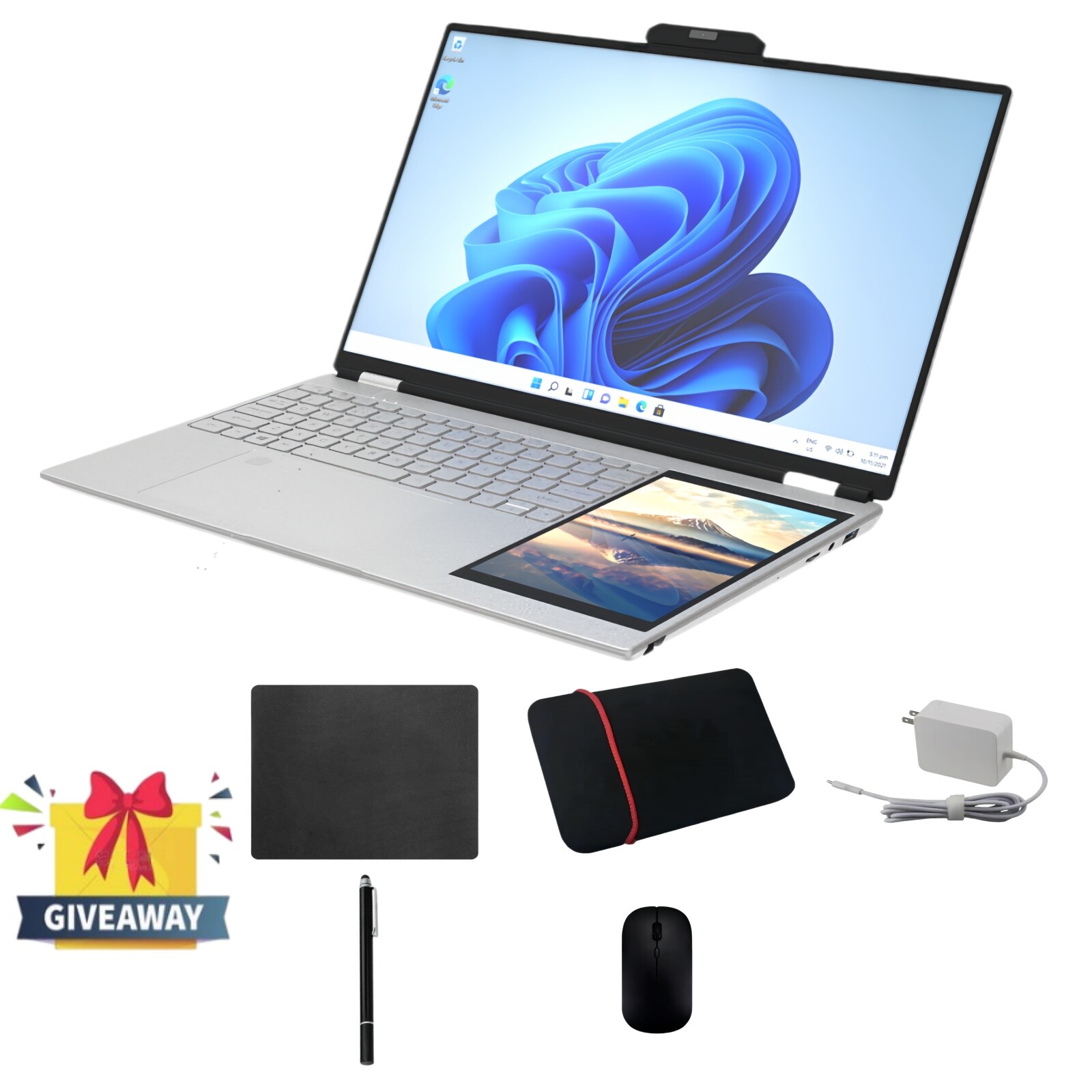 CHEAP FAST Windows 11 Laptop 15.6+7inch Dual Screen 16GB Ram 1TB SSD Notebooks