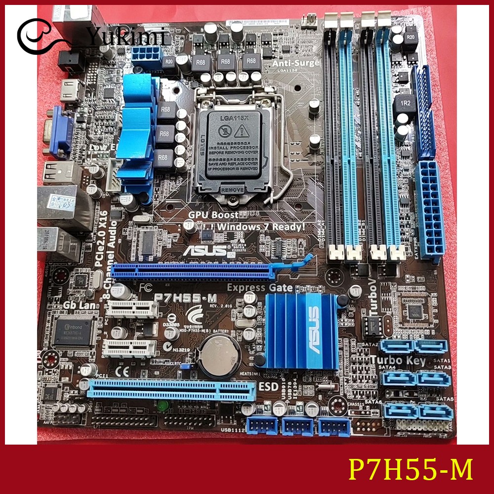 FOR ASUS P7H55-M DDR3*4 LGA 1156 16GB HDMI VGA uATX Ｍotherboard Test OK