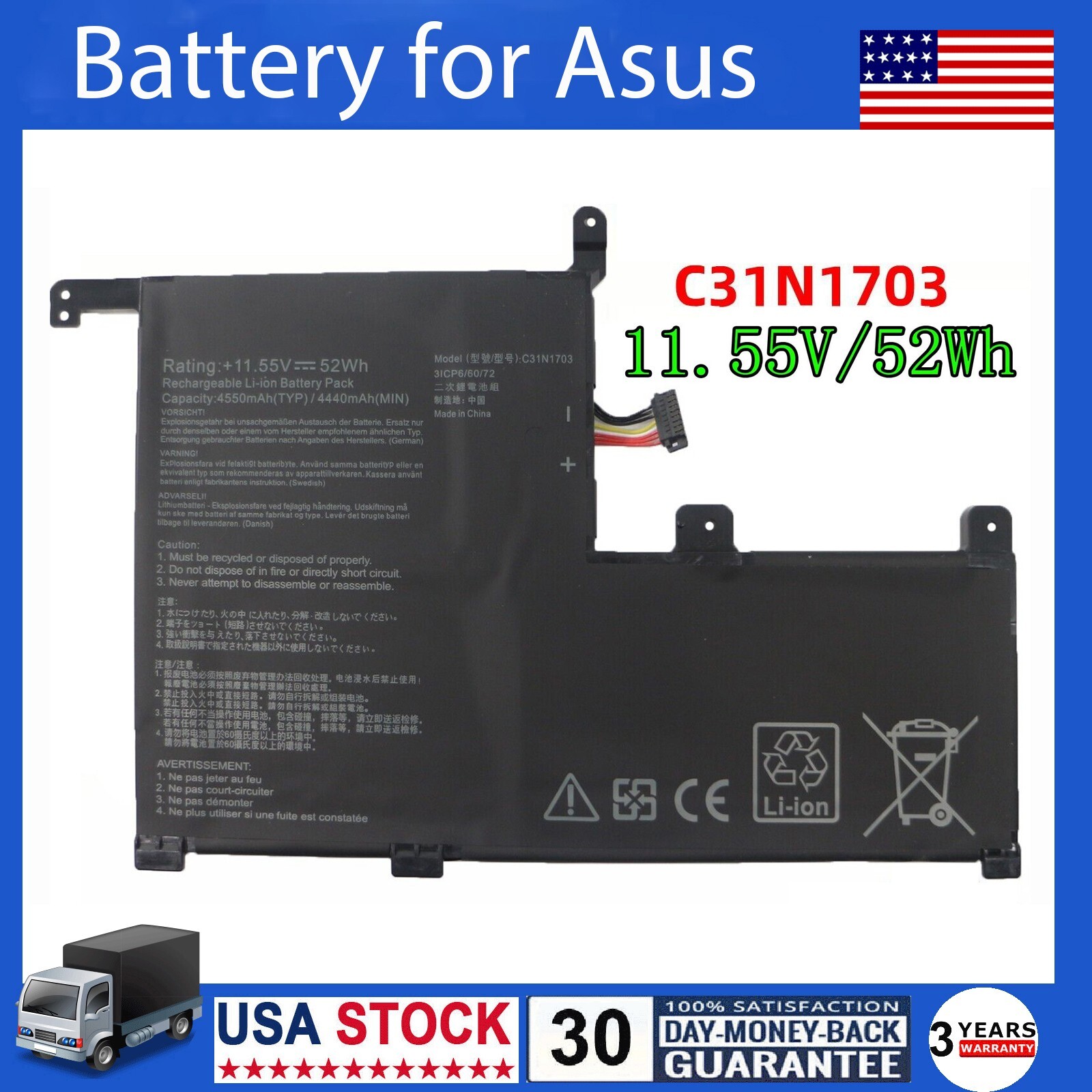 C31N1703 Laptop Battery Replacement for Asus Zenbook Flip UX561U UX561UA UX561UN