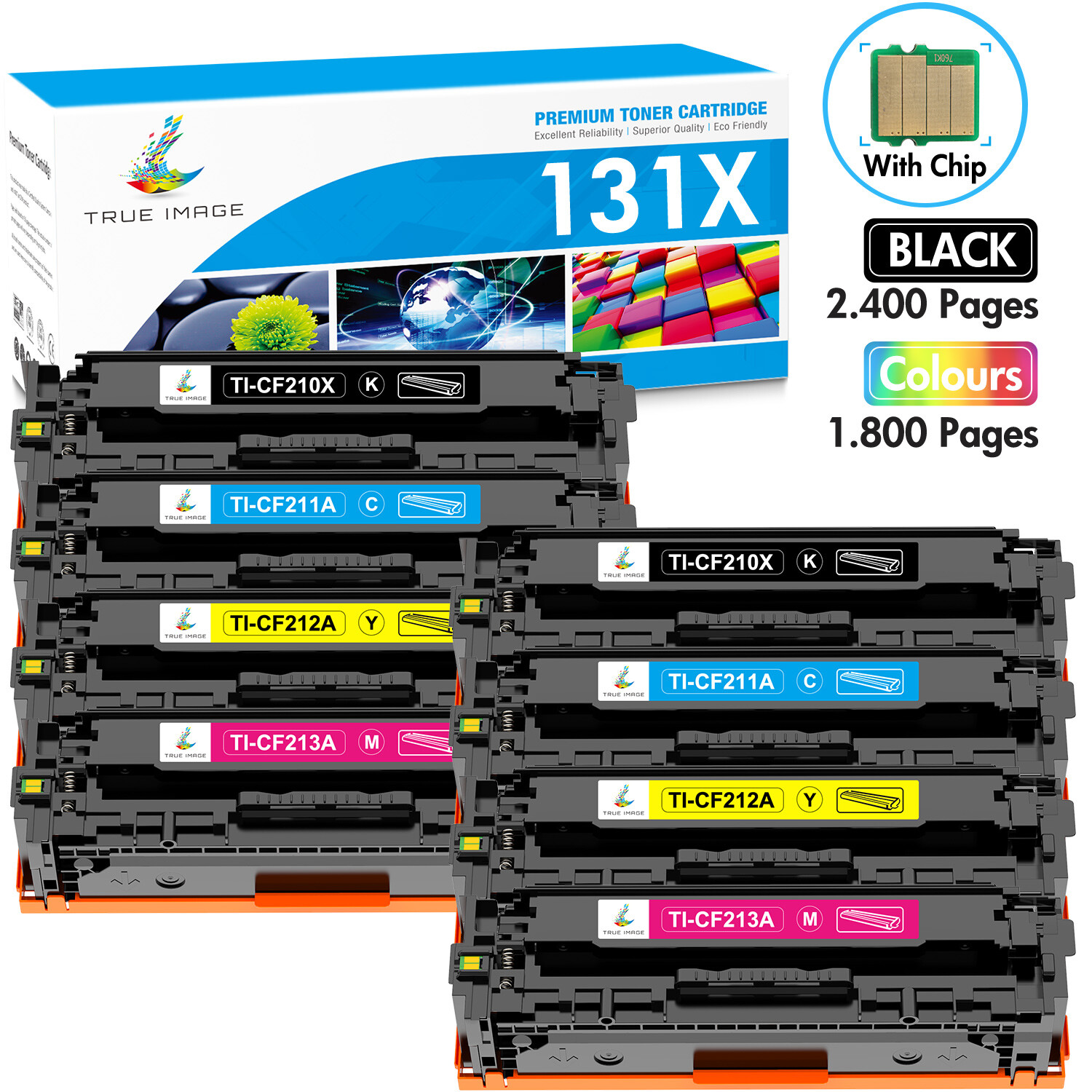 8PK Color Toner for HP CF210A 131A Laserjet Pro 200 M251nw M276nw MFP Printer