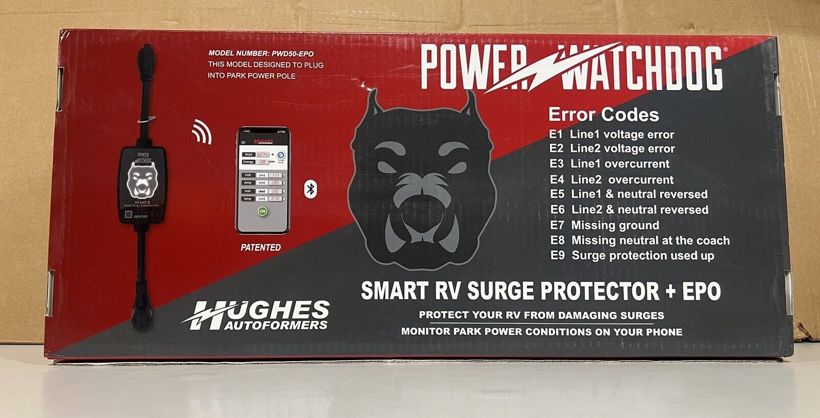 Hughes Auto Power Watchdog PWD50-EPO 50 Amp Portable Bluetooth Surge Protector 