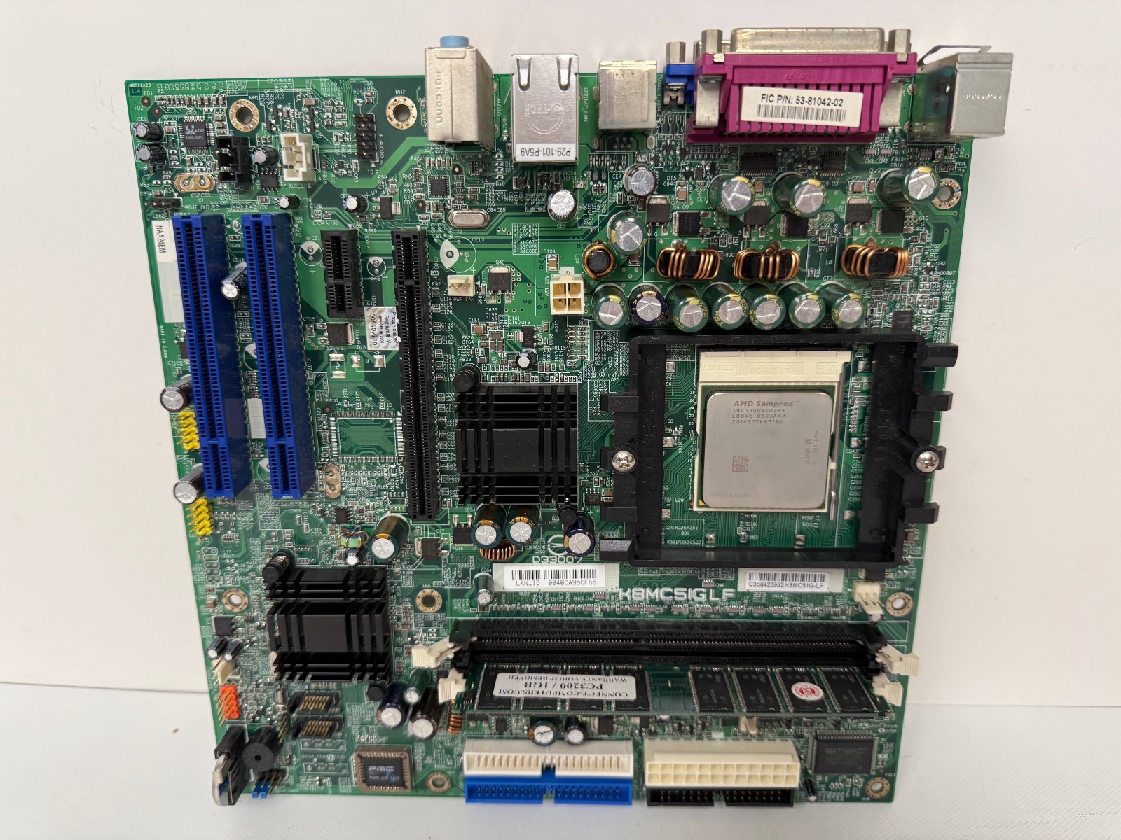 FIC K8MC51GLF MOTHERBOARD WITH AMD CPU & 1GB RAM EMACHINE T3120