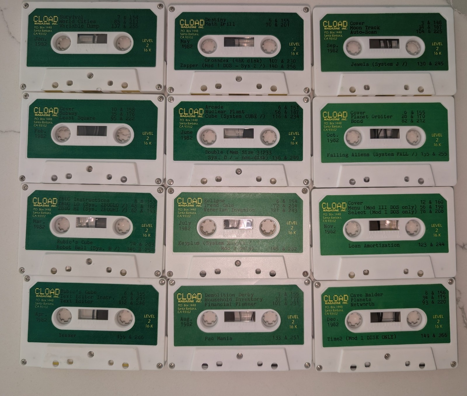 Vintage CLOAD Magazine TRS-80 Software Cassettes Full Year 1982 Games Utilities