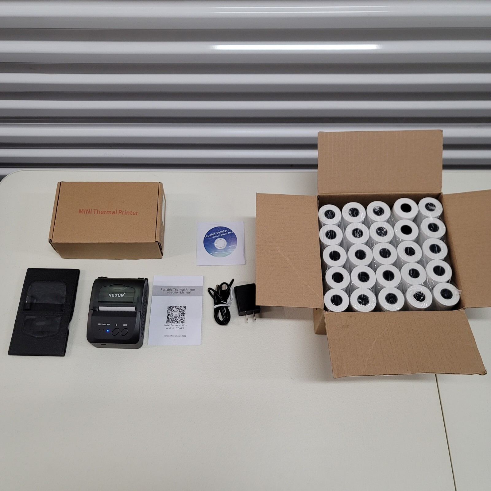 Netum NT-1809DD Mini Thermal Bluetooth Receipt Portable Printer 58mm +50 Rolls