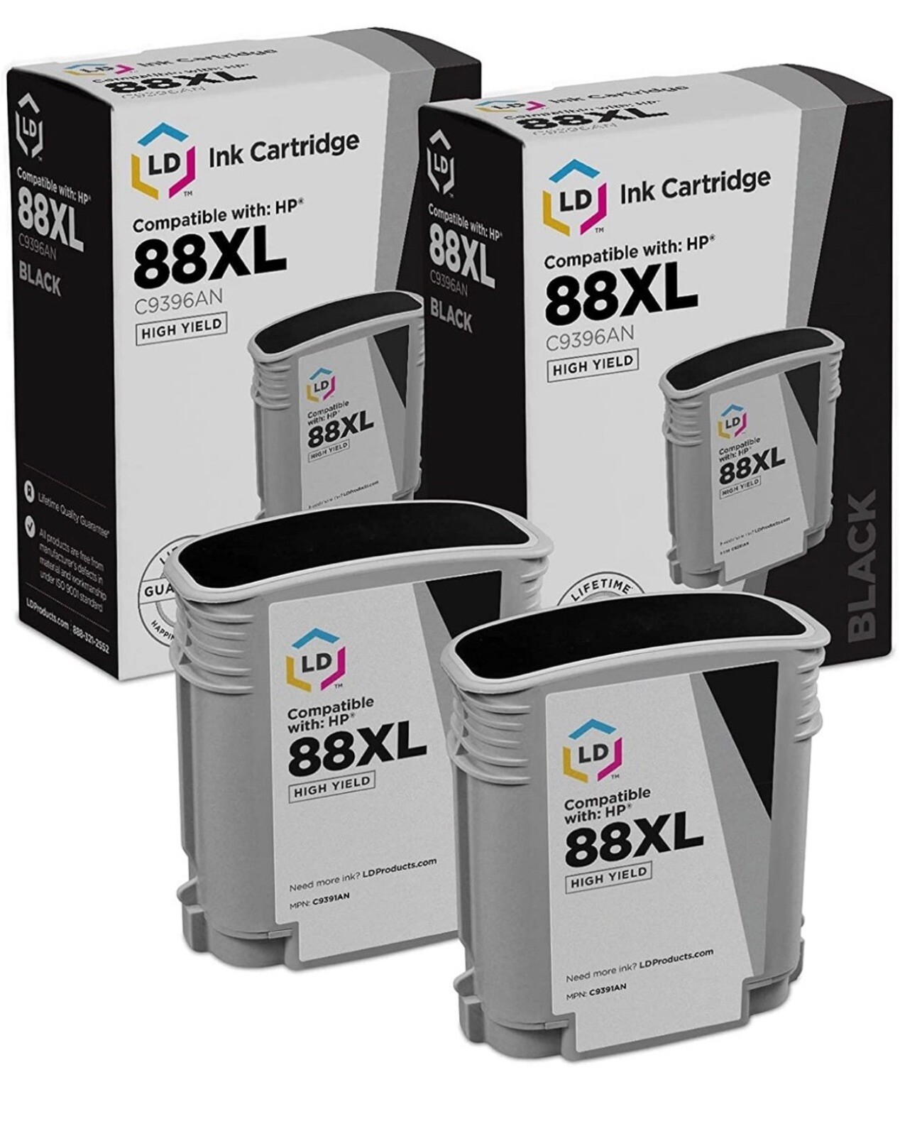 Cartridge Replacement for HP 88XL  (2 Pack)