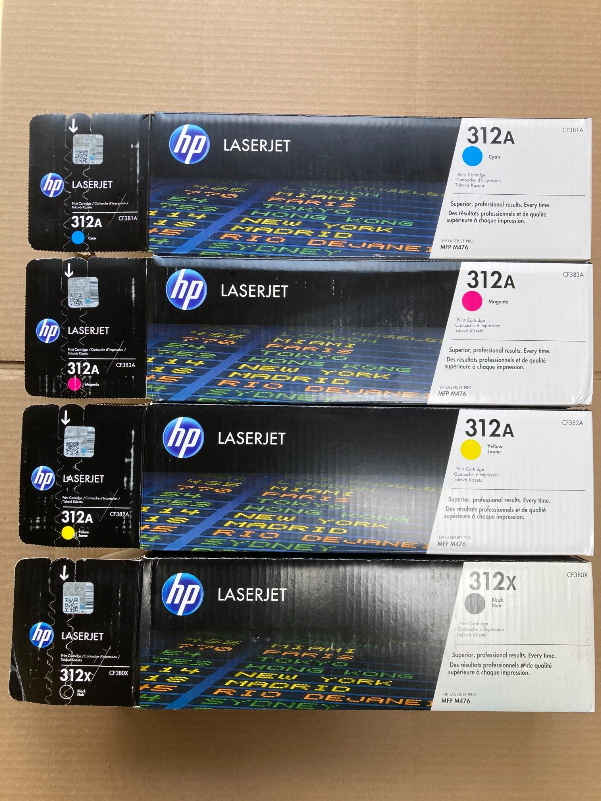 HP 312X Black High Yield, 312A Cyan/Magenta/Yellow Standard Yield Toner Set