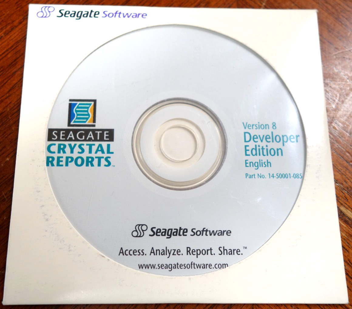  SEAGATE  Crystal Reports Developer Edition Version 8 Full Product New 