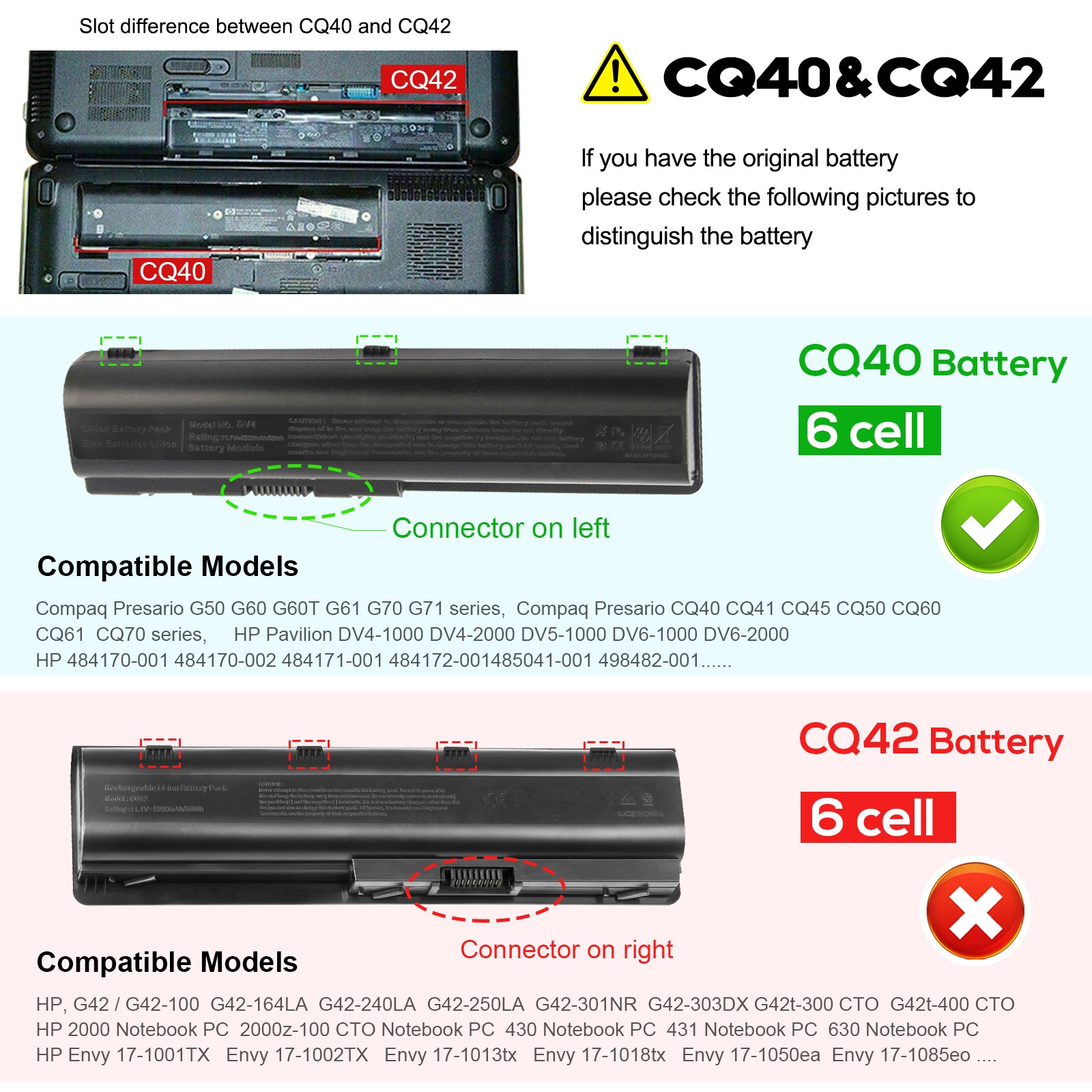 DV4 Battery 484170-001 for HP Pavilion G60 G61 G71 CQ40 CQ45 CQ60 CQ70