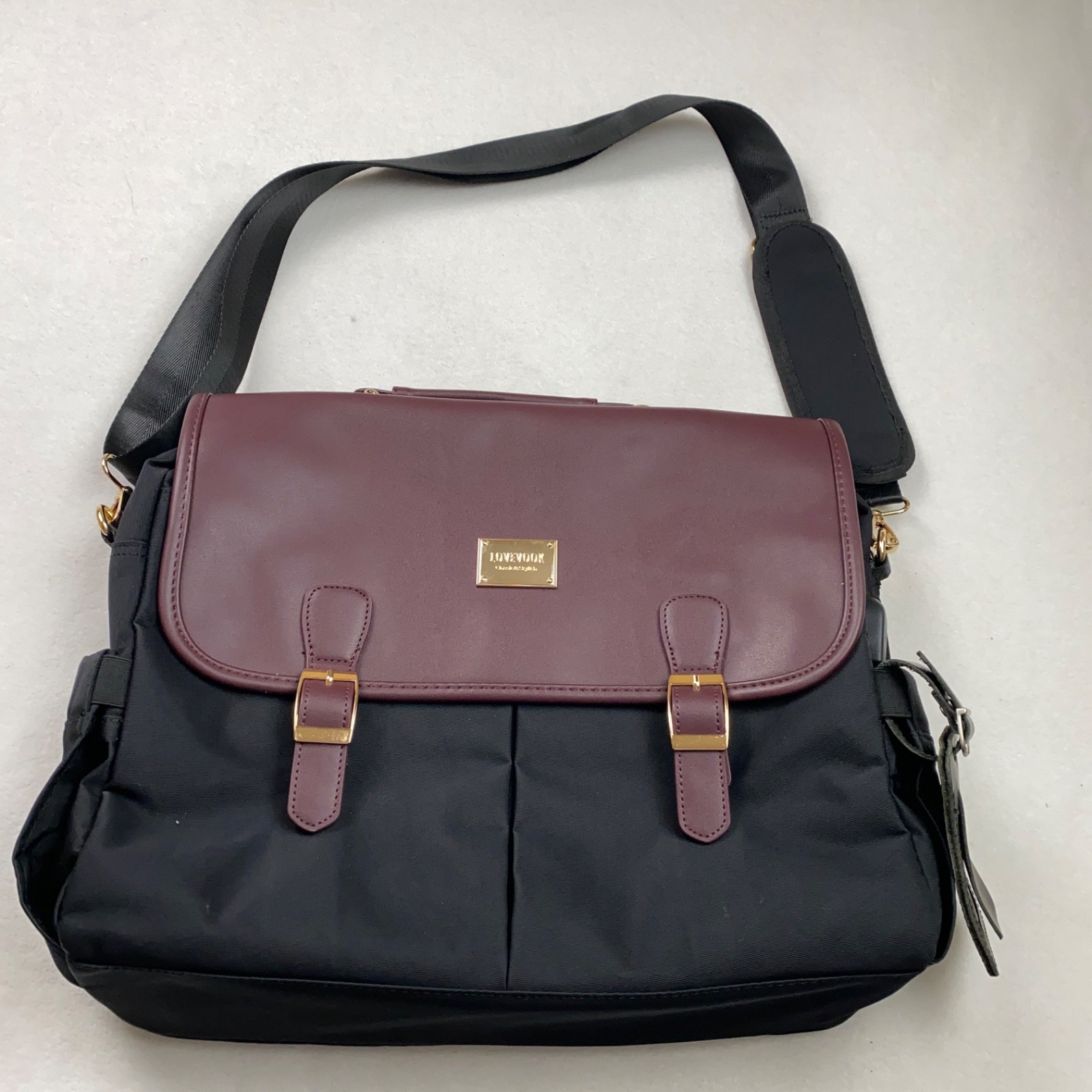 LOVEVOOK Laptop Bag for Women 16 in Tote Case Black/Purple Compartments USB NWOT