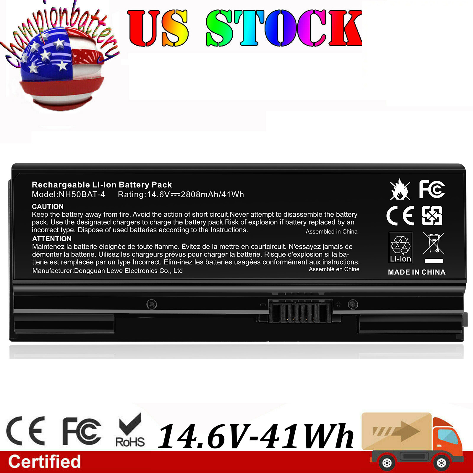 NEW NH50BAT-4 battery For Clevo 6-87-NH50S-41C00 NH50RH NH55EDQ NH58EDQ NH70 New
