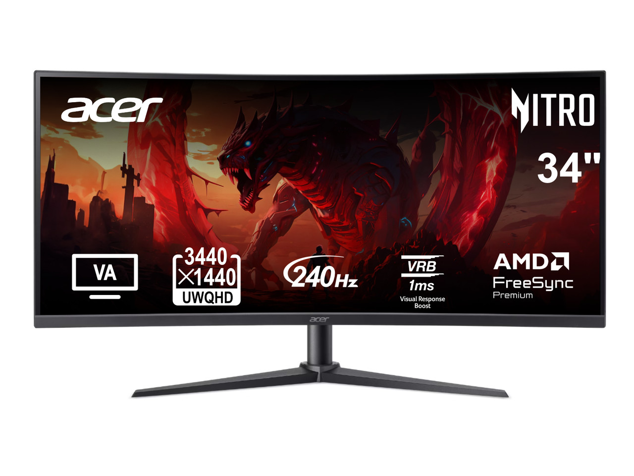 Acer Nitro 34 inch Ultrawide QHD 2K 1440P 240Hz with AMD FreeSync Premium (AMD