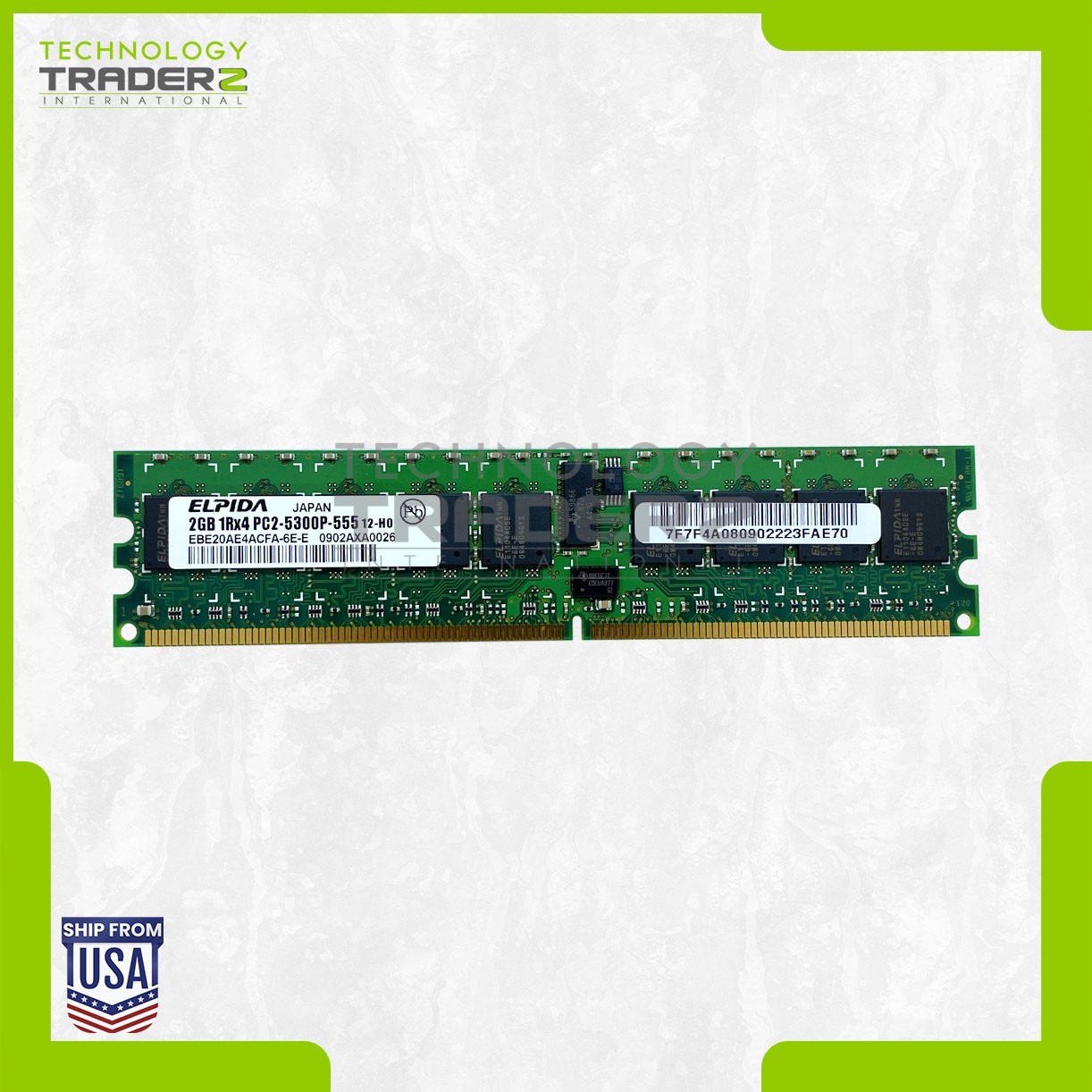 LOT OF 6 EBE20AE4ACFA-6E-E Elpida 2GB PC2-5300 DDR2-667MHz ECC 1Rx4 Memory