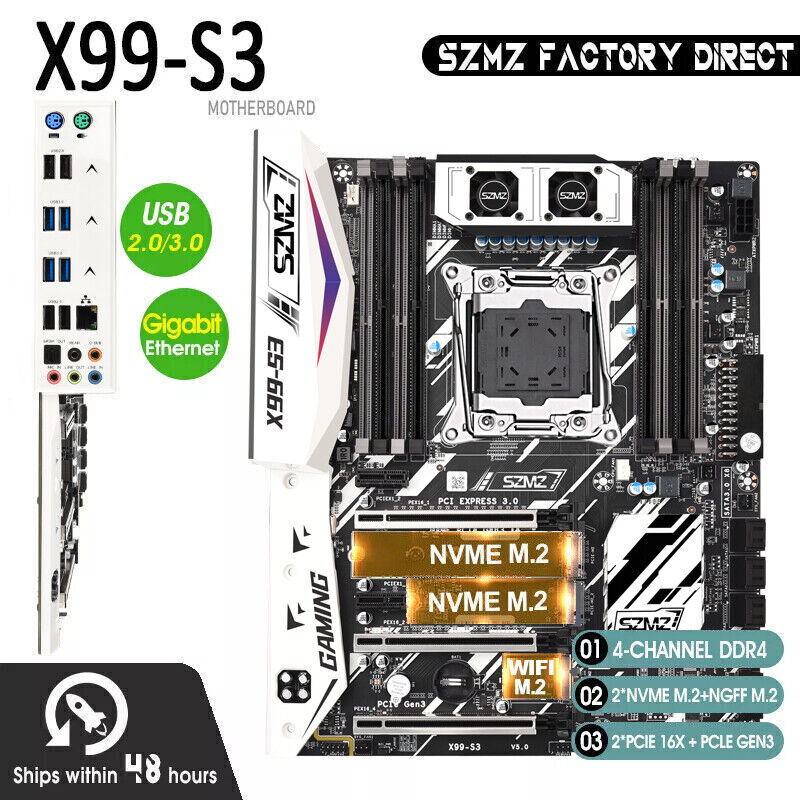 SZMZ X99 S3 Gaming Motherboard Support XEON E5 LGA 2011-3 V3/V4 CPU DDR4 ECC RAM