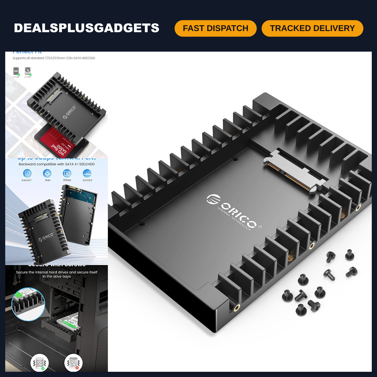 5 Packs 2.5" to 3.5" SSD SATA Hard Drive Adapter Mounting Bracket Caddy Tray