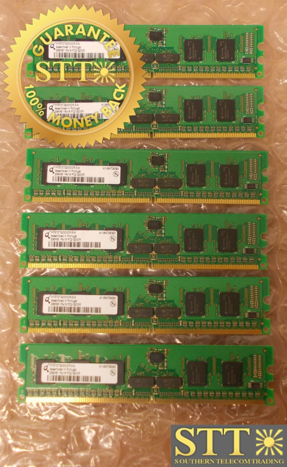 HYS72T32000DR-5-A QIMONDA 256MB PC2-3200 DDR2-400MHZ ECC REG CL3 DIMM (LOT OF 6)