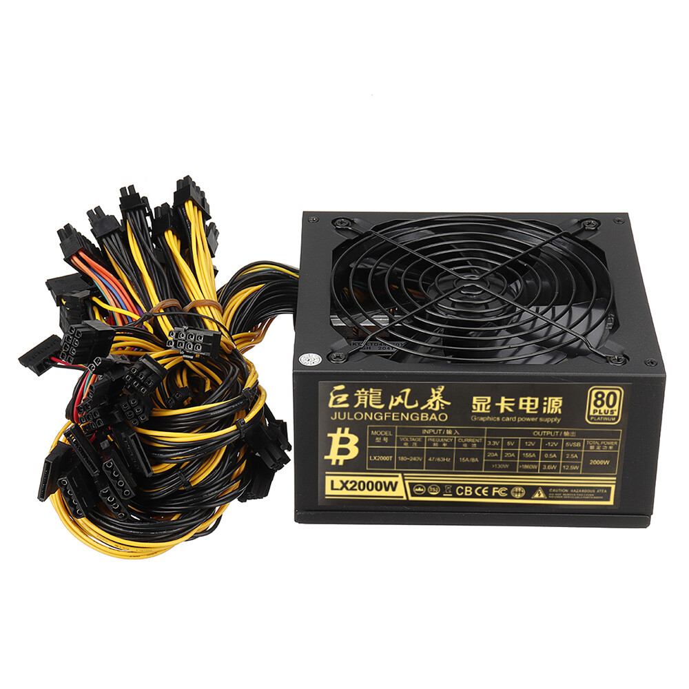 ATX 2000W GPU Mining Power Supply 8 GPU Miner 110V/220V PSU for ETH Rig