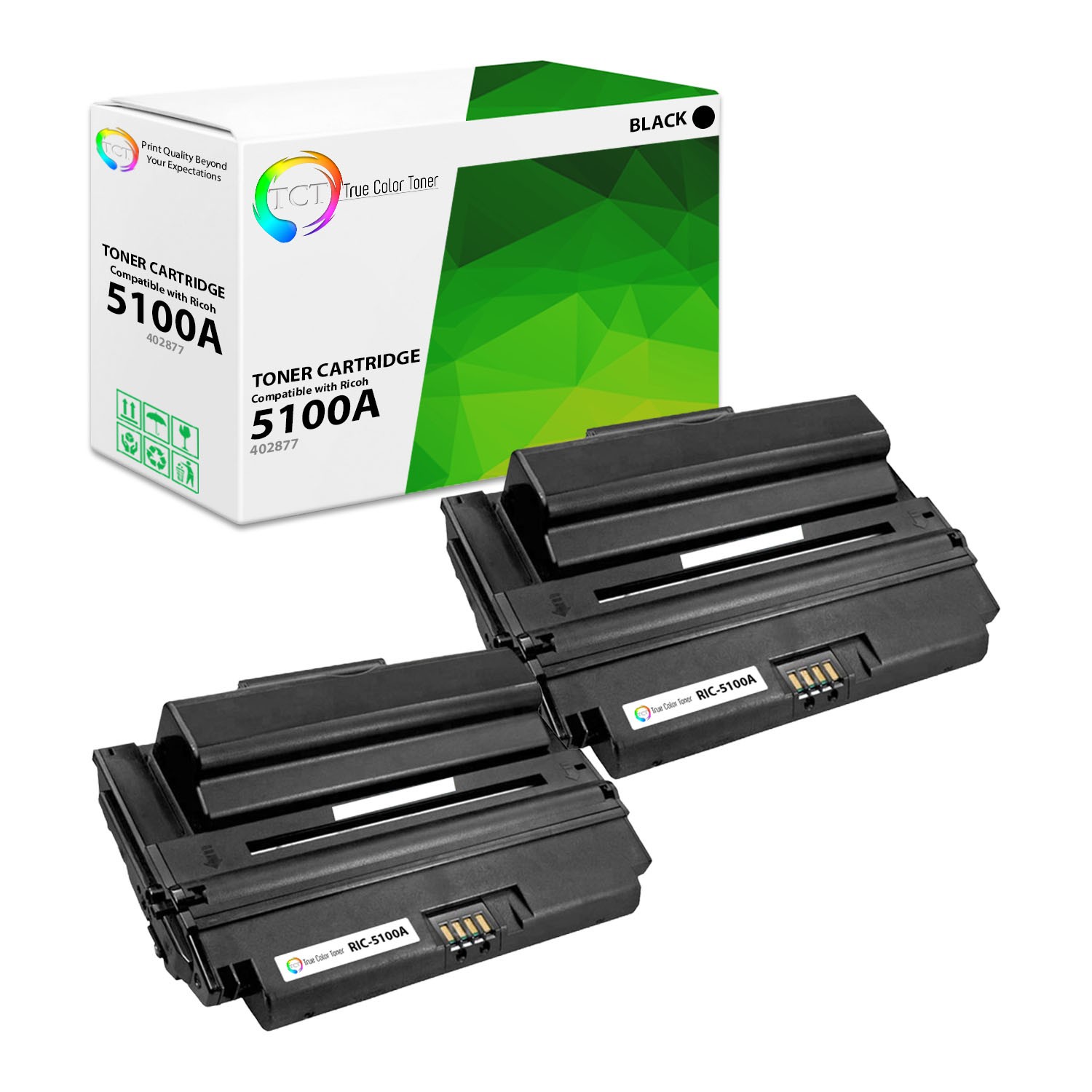 2Pk TCT 402877 For Ricoh Aficio SP 5100N SP5100N Black Compatible Toner