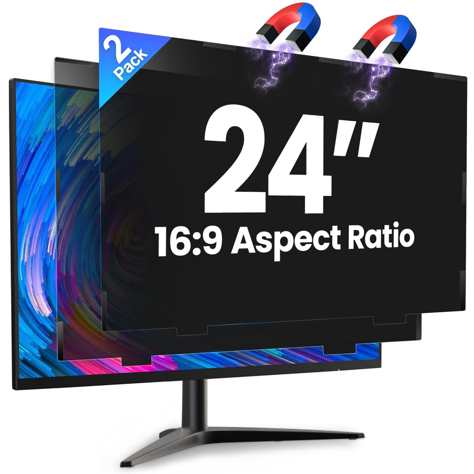 2 Pack 24 Inch Magnetic Computer Privacy Screen for Monitor 16:9 Aspect Ratio, A