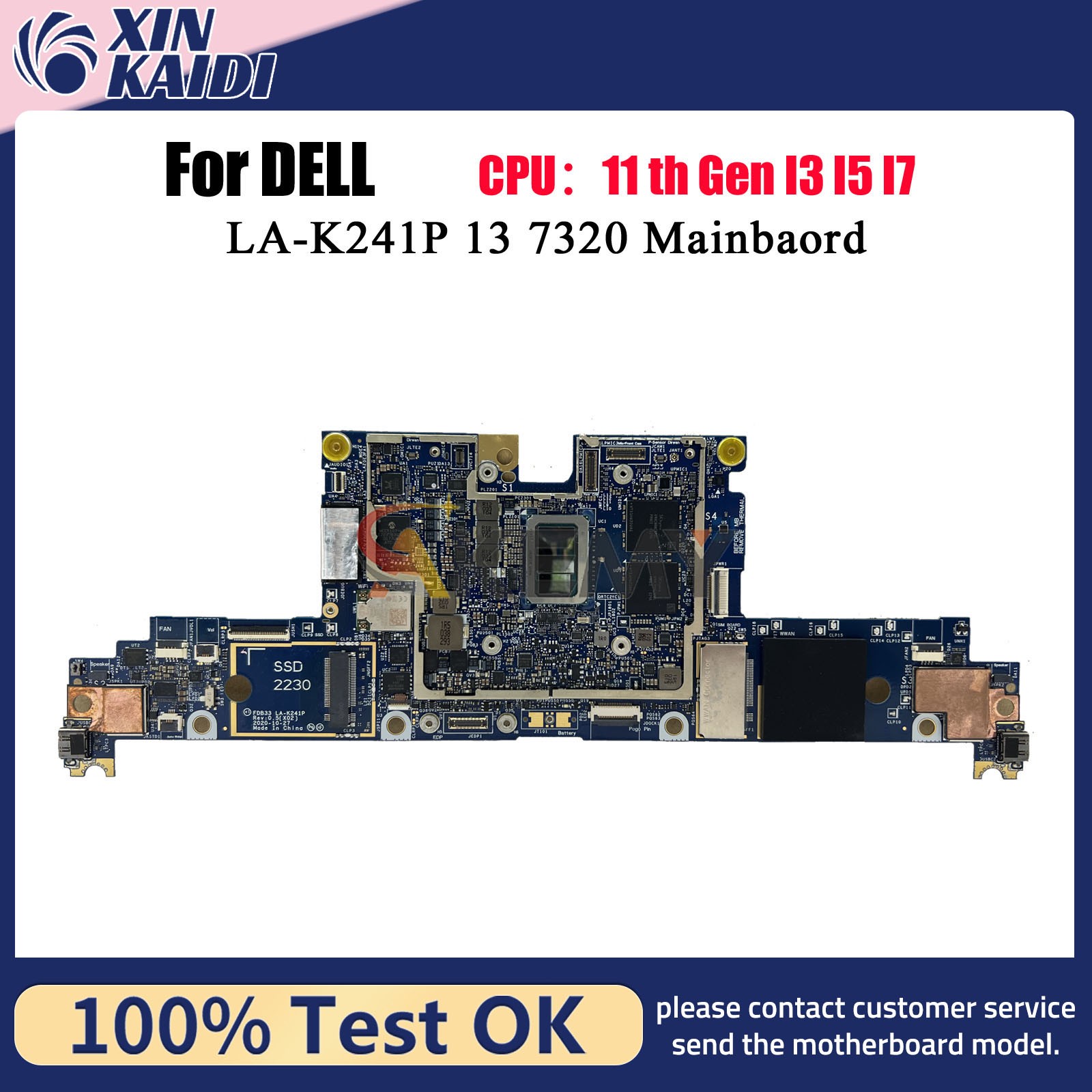 Notebook Mainboard For DELL Latitude 13 7320 2-in-1 LA-K241P i5 i7 0TNW0H 0H239K