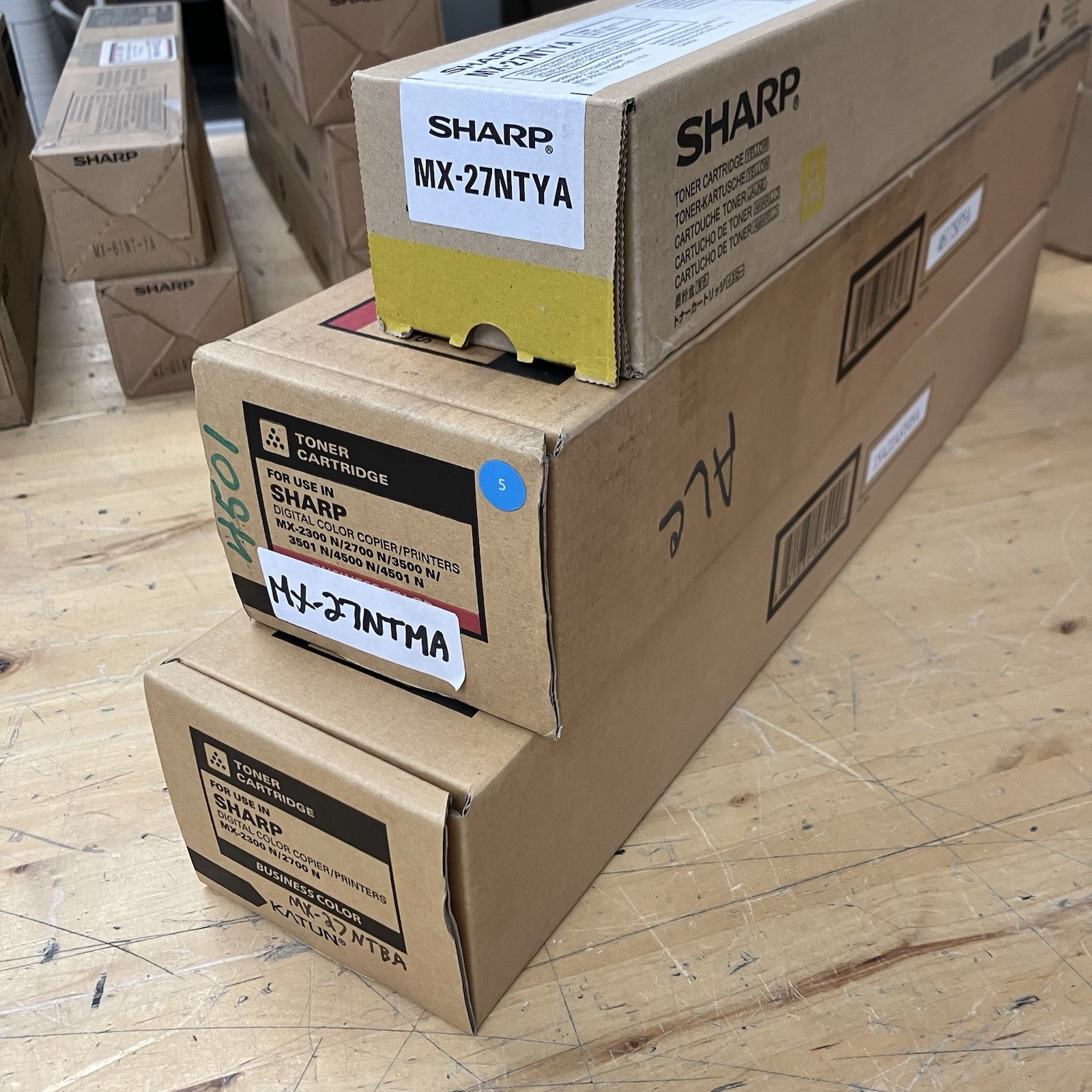 Lot of 3 Sharp Toner Magenta Yellow Black Toner MX-27NTMA MX-27NTYA MX-27NTBA NW