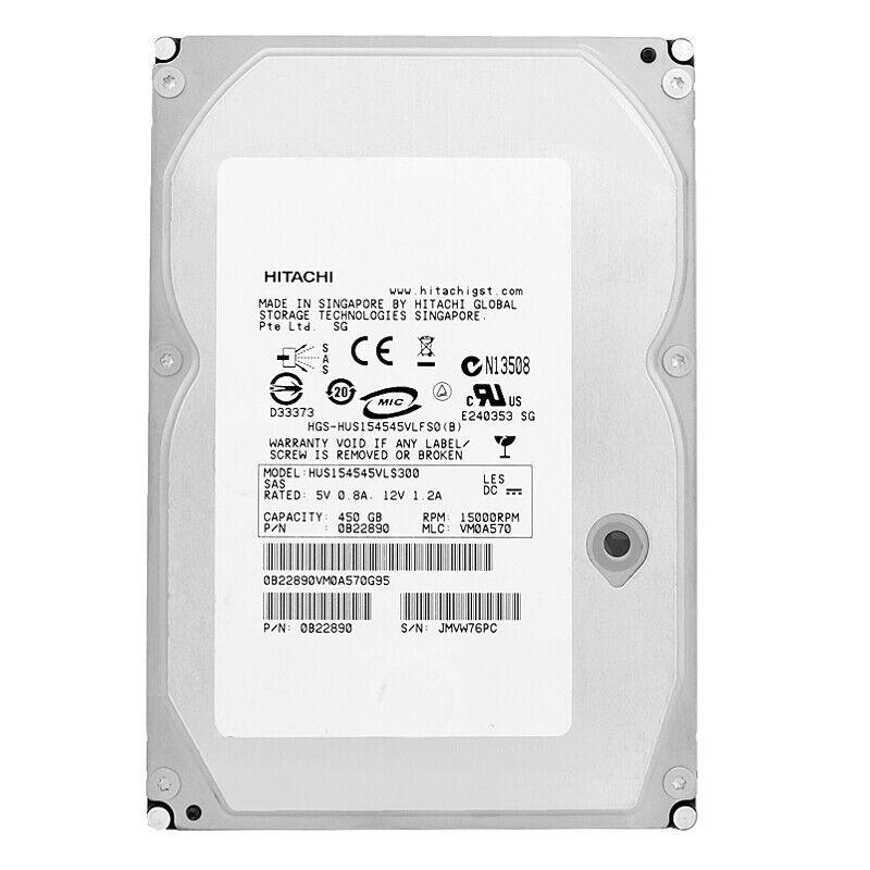 Hitachi HUS154545VLS300 450GB SAS 15,000RPM 3.5 Inch Internal HDD