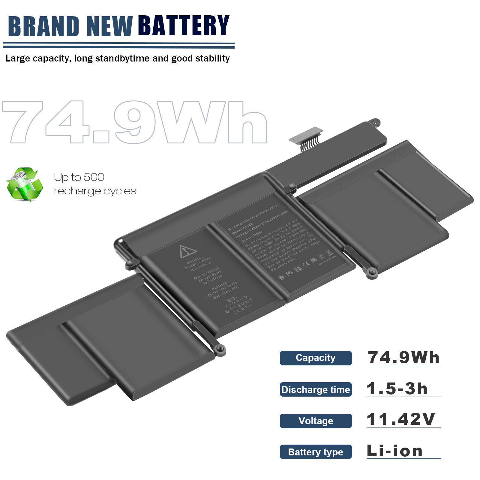 🧡LOT 10x A1582 Battery For Macbook Pro 13'' Retina A1502 2015 2014 2013 74.9WH