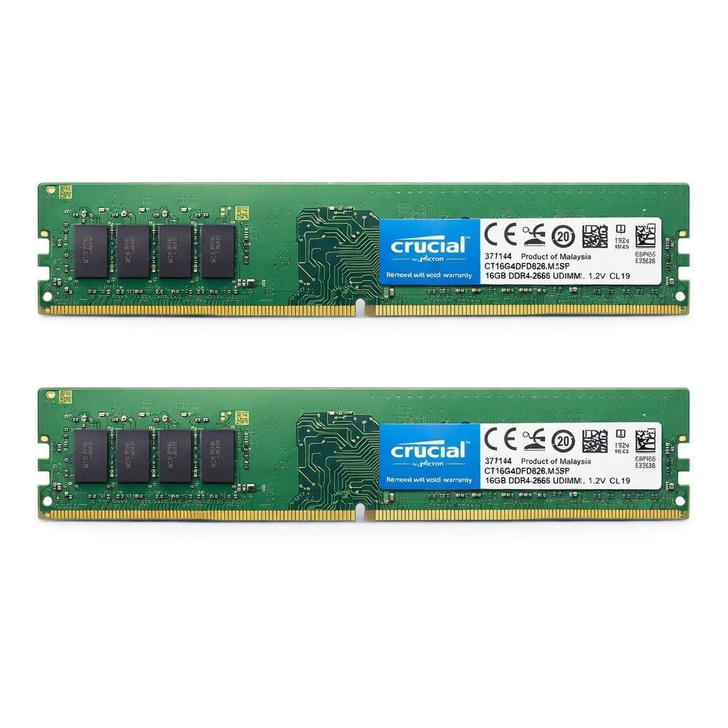 Crucial 32GB 2x16GB DDR4-2666 UDIMM RAM CT16G4DFD8266.M16FE