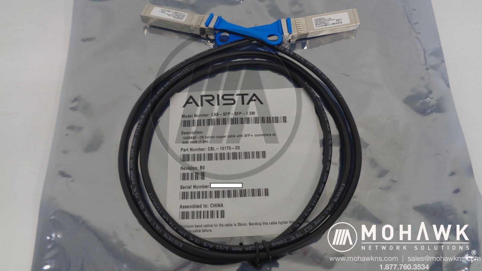 CAB-SFP-SFP-1.5M OEM Arista 10GBASE-CR SFP+ Twinax Passive Copper 1.5 Meter