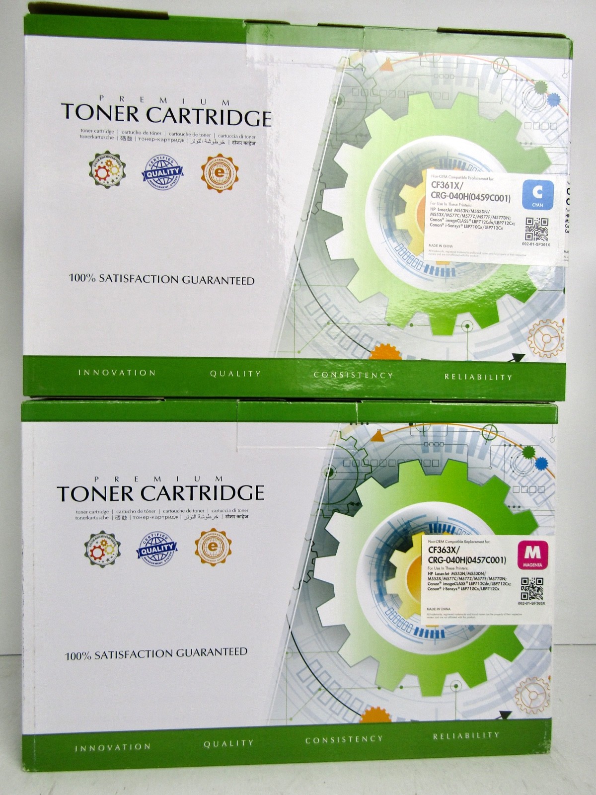 Compatible HP CF361X Cyan + CF363X Magenta Toner Cartridge (HP 508X) High Yield