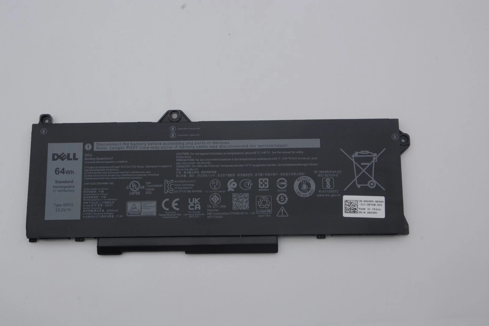 NEW Genuine GRT01 Battery 64Wh For Dell Latitude 5421 5521 Precision 3571 3561