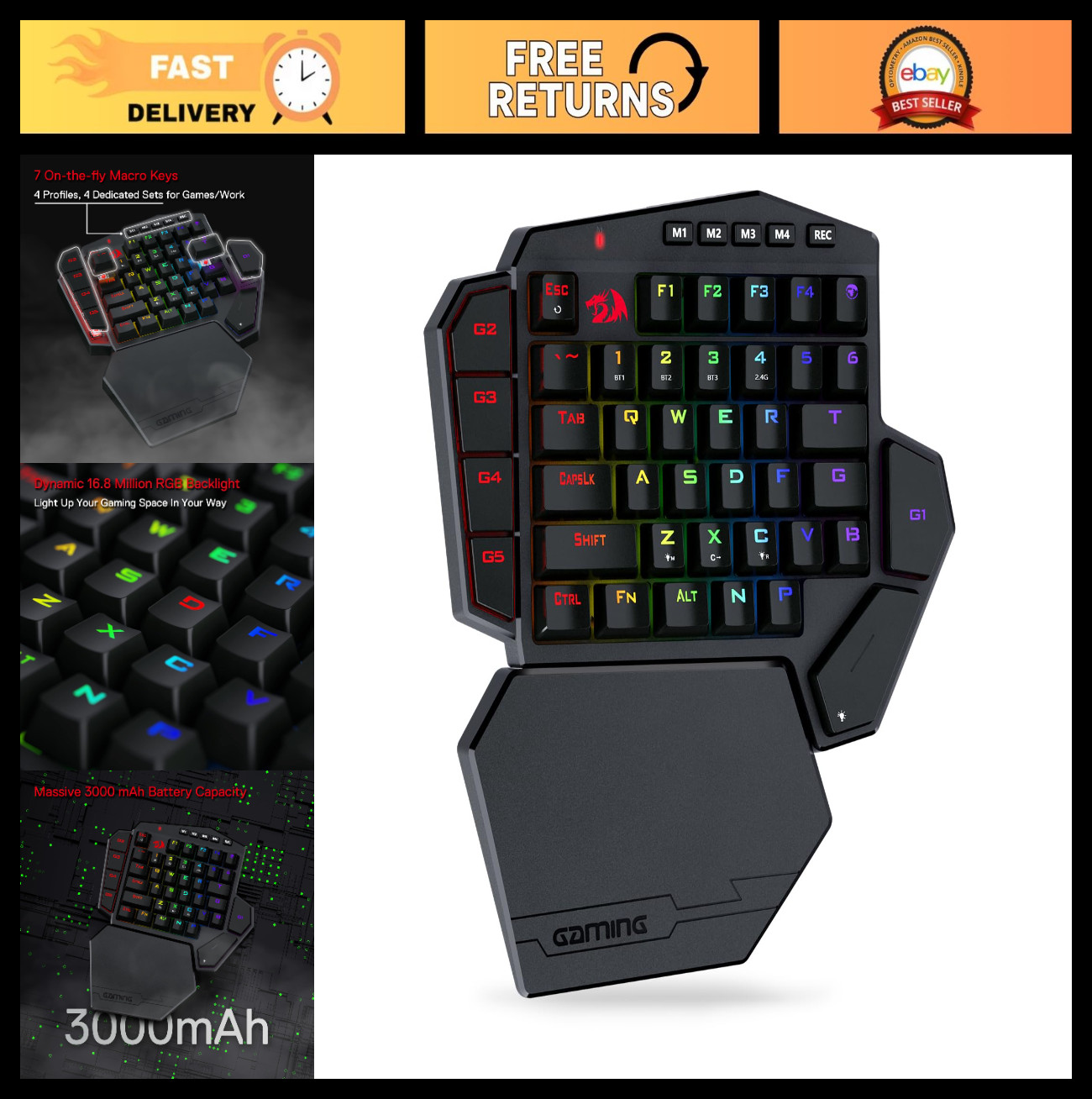 K585 PRO Wireless One-Handed RGB Gaming Keypad, 42-Key Layout