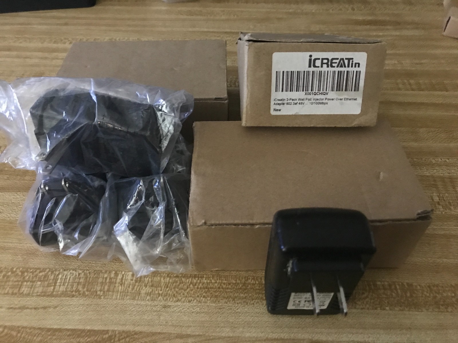 Lot of 10 iCREATin Wall POE Injectors - 24W, 48V 802.3af, 10/100Mbps (New)