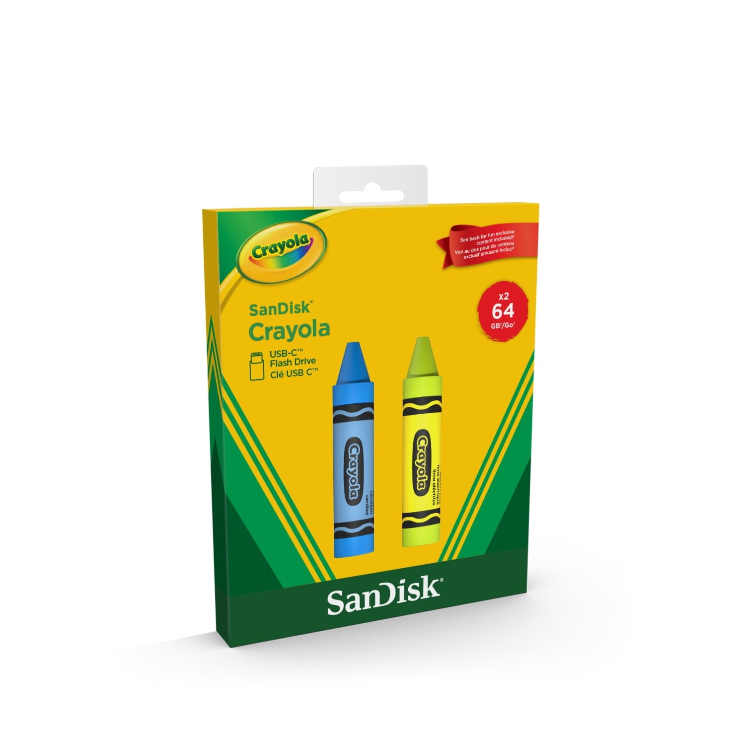 Sandisk Crayola 64GB USB-C Flash Drive, 2pk Cerulean Blue and Electric Lime,
