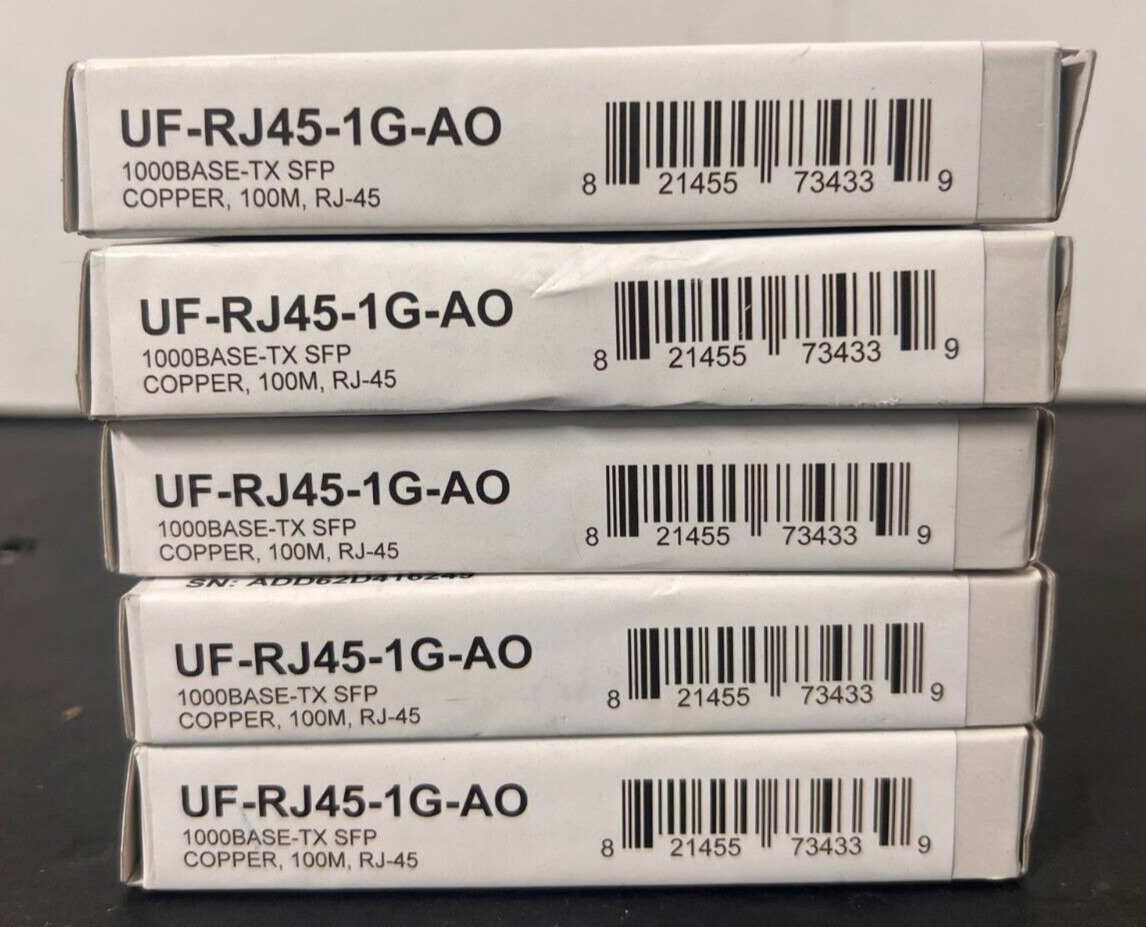 *LOT OF 5* AddOn SFP Transceiver [UF-RJ45-1G-AO] (Ubiquiti Compatible)