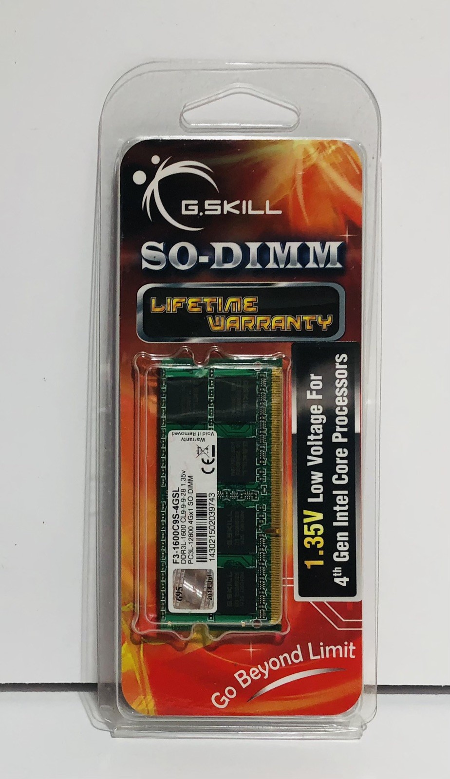 G.Skill 4GB DDR3-1600 4 GB 1 x 4 GB DDR3 1600 MHz 204-pin F3-1600C9S-4GSL