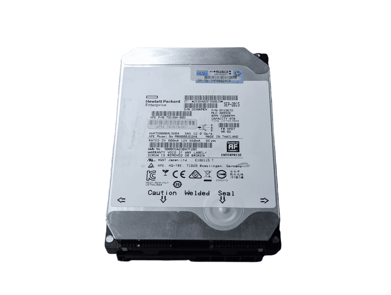 HPE 8TB 791394-002 3.5" SAS Server HDD 12Gb/s MB8000JEQVA HUH728080AL5204