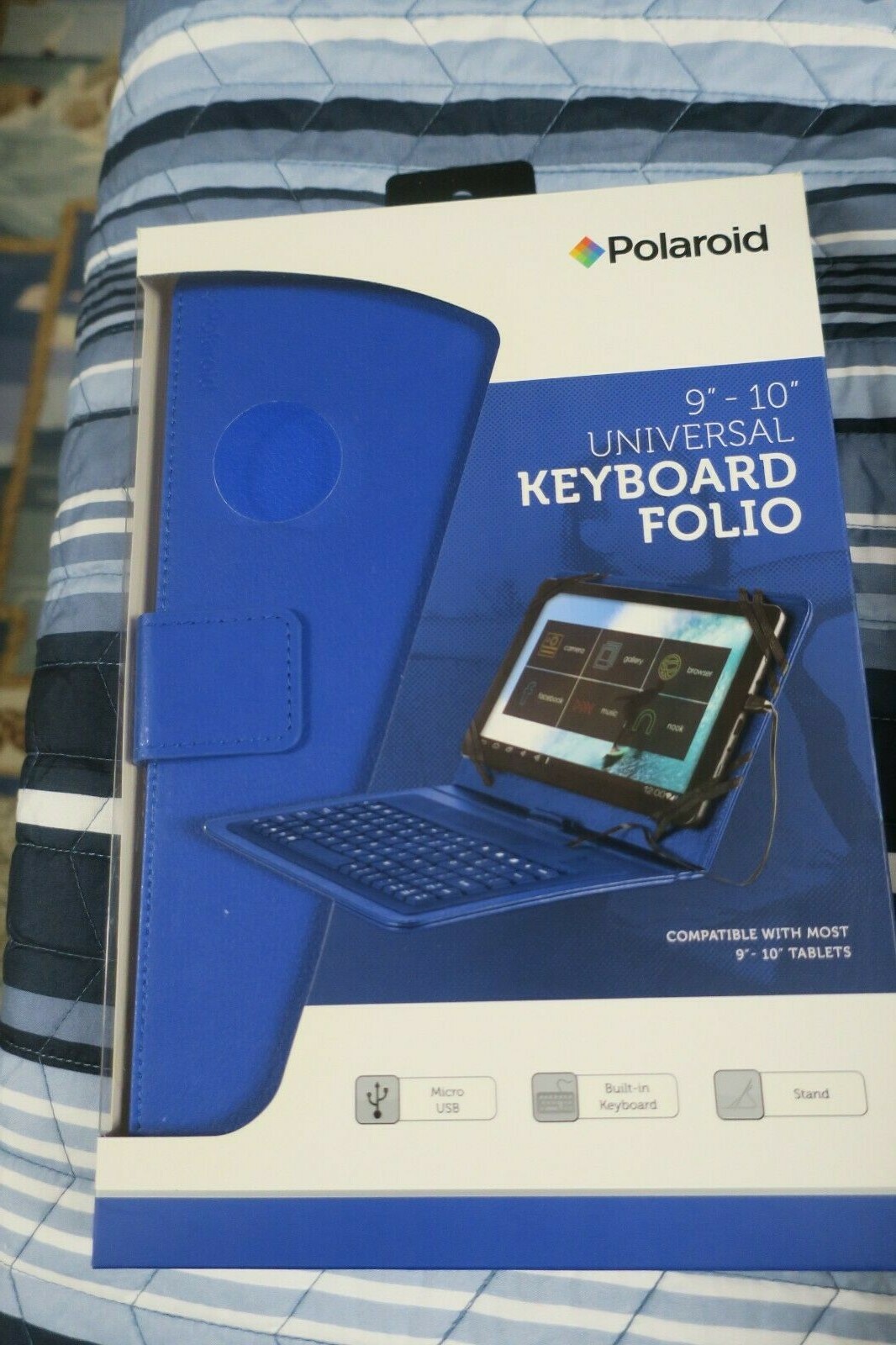 Polaroid Blue 9" - 10" Universal Keyboard Folio Stand w/Micro USB connectivity