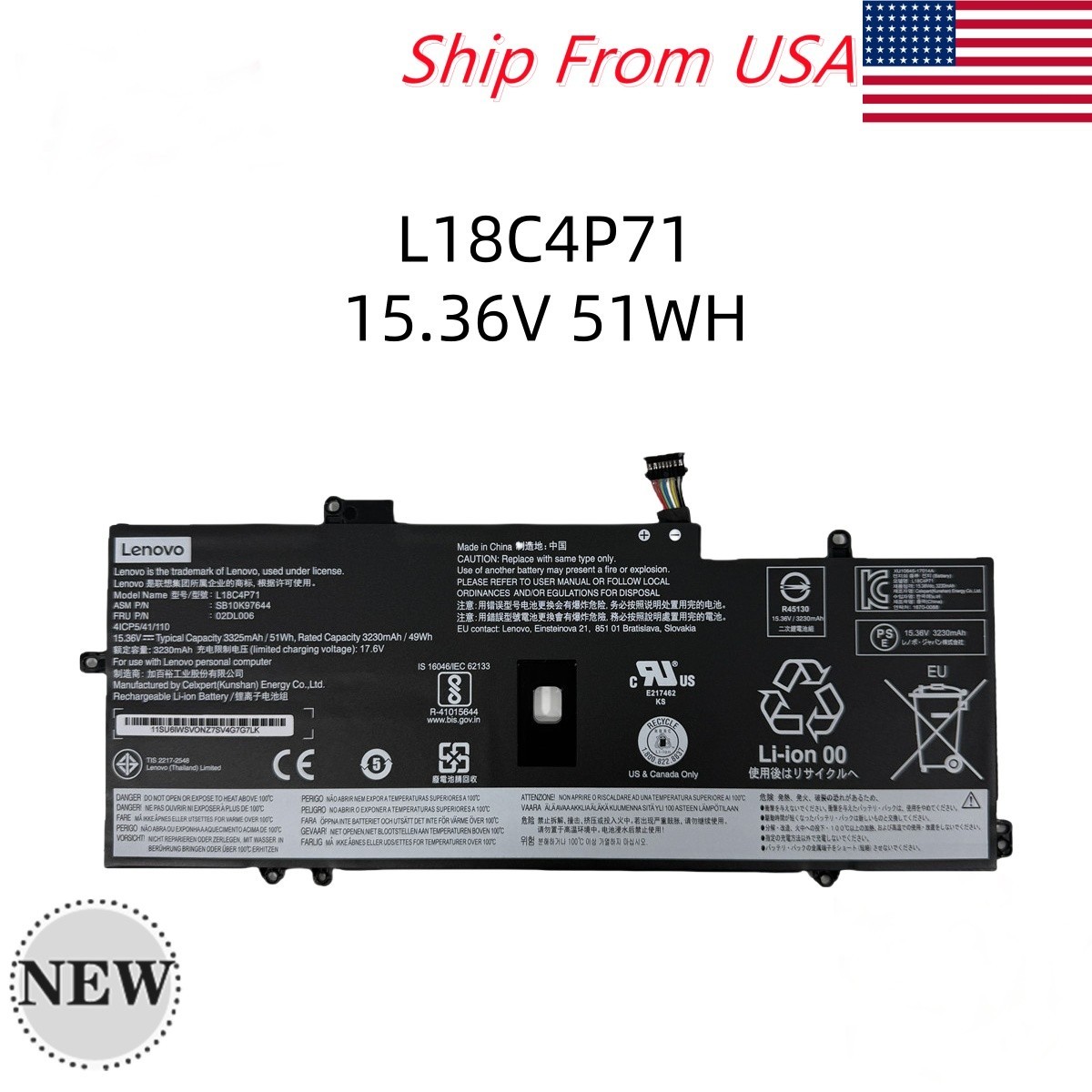 NEW OEM L18C4P71 L18L4P71 Battery For Lenovo ThinkPad X1 Carbon 7th Gen/8th Gen