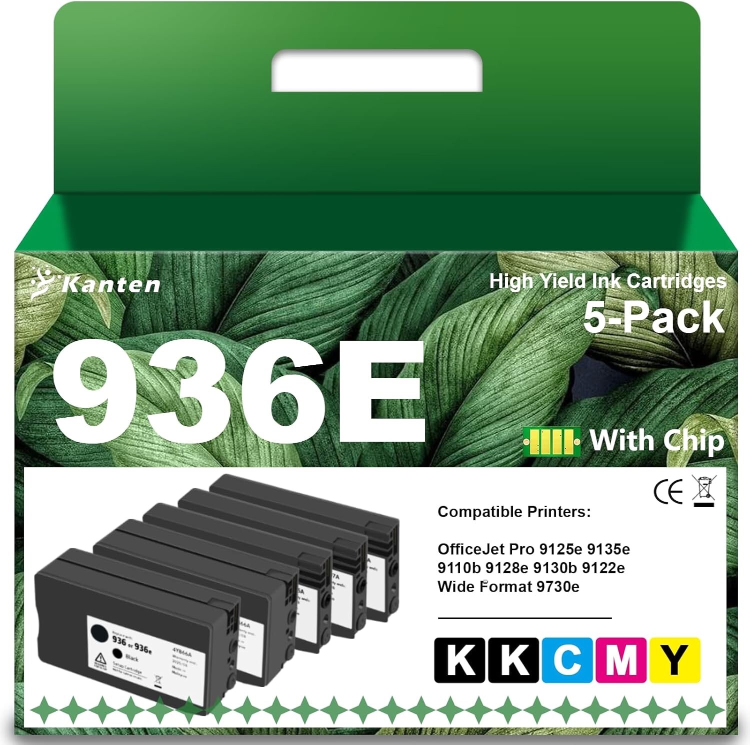 936e 936XL Ink Cartridges (with New Chip) for HP OfficeJet Pro 9125e 5 pack -NEW