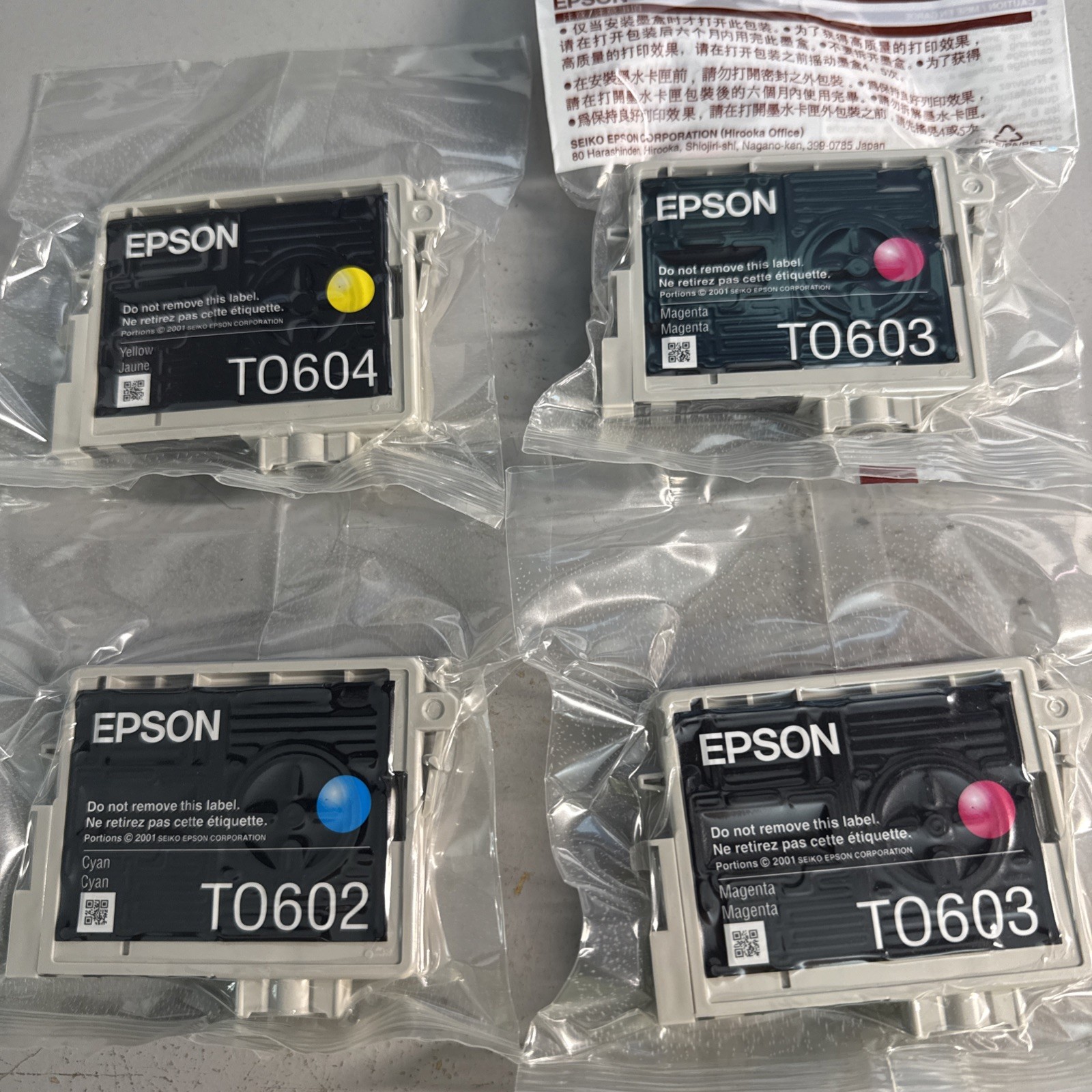 4 of Set Sealed Genuine Epson 60 Ink TO602 TO603 TO604 - No Box
