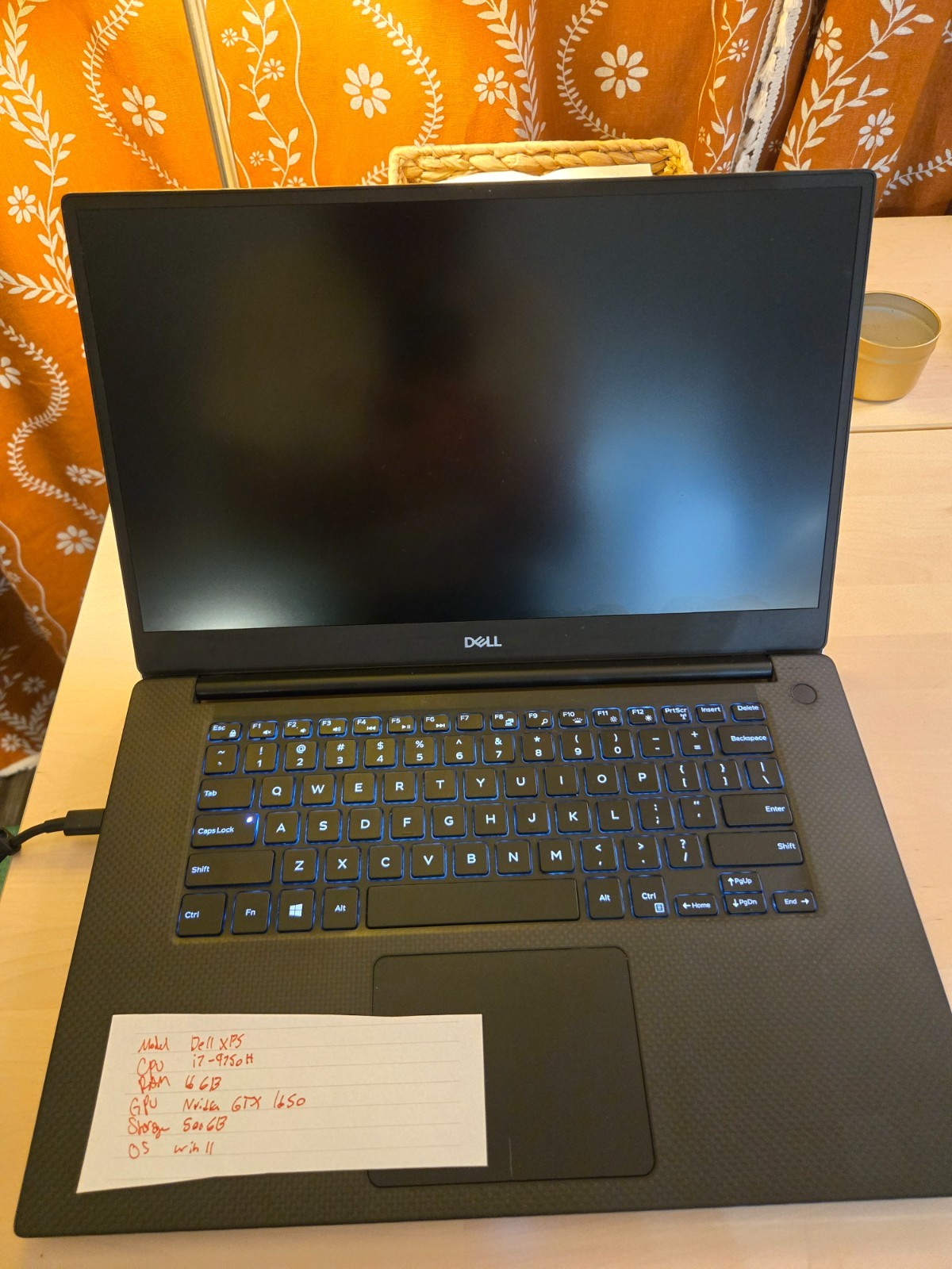 Dell XPS 15 7590 Intel i7 9750H 16GB DDR4 NVIDIA GTX 1650 500GB NVMe SSD Win 11