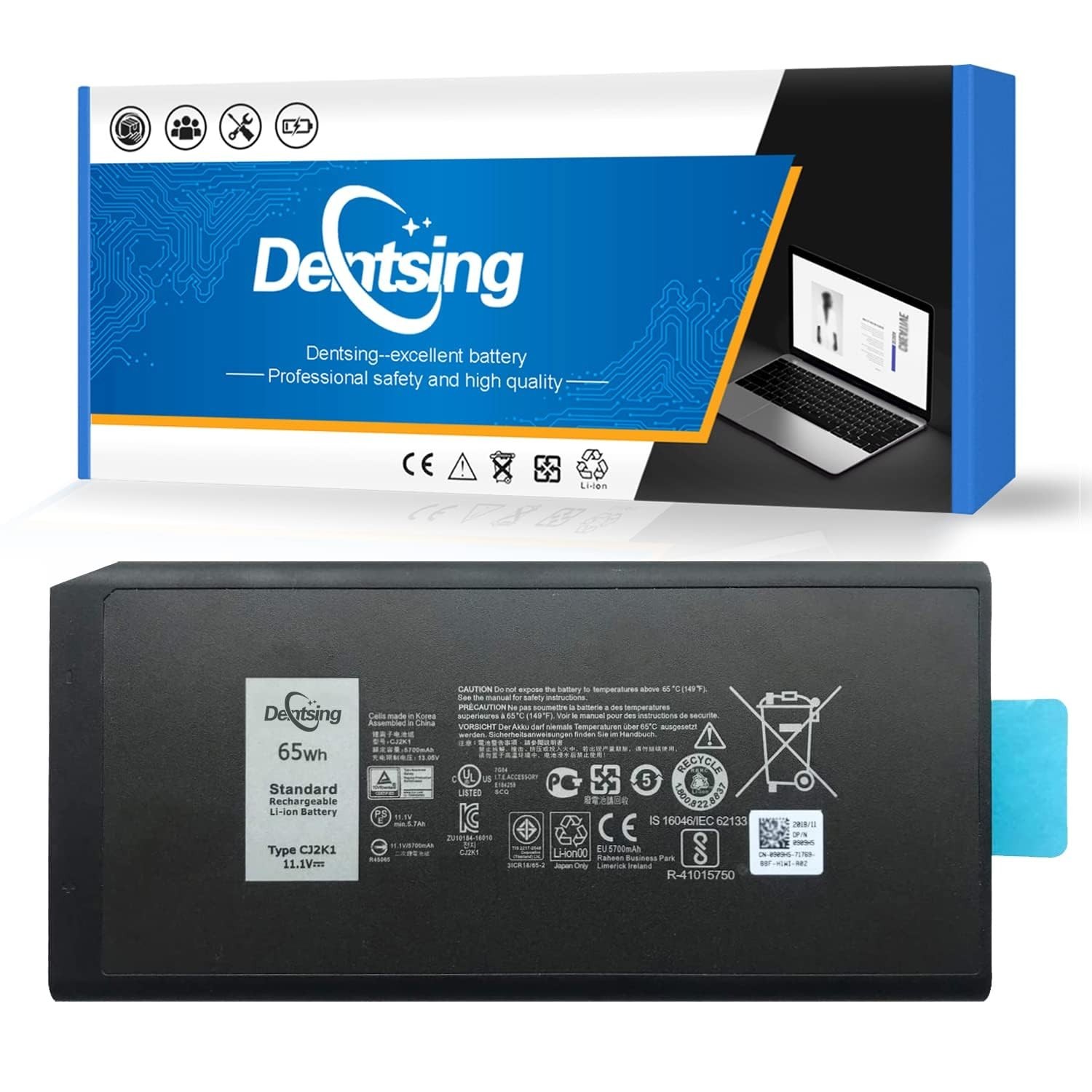 High-Capacity 11.1V 65Wh Laptop Battery for Dell Latitude 14 Rugged Series 5404