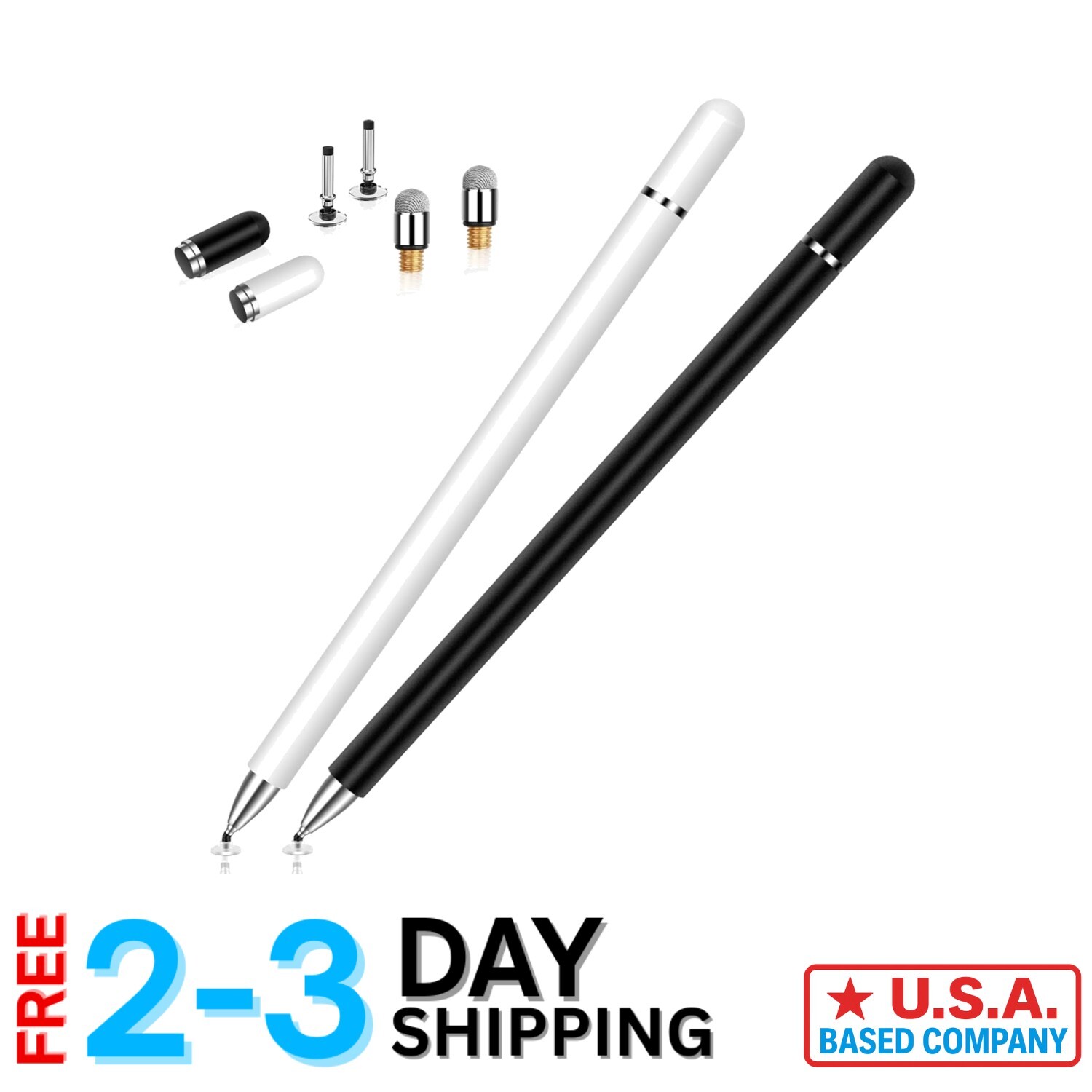 2 Pack Dual-Tip Stylus Pens for All Touchscreens: High Sensitivity & Precision
