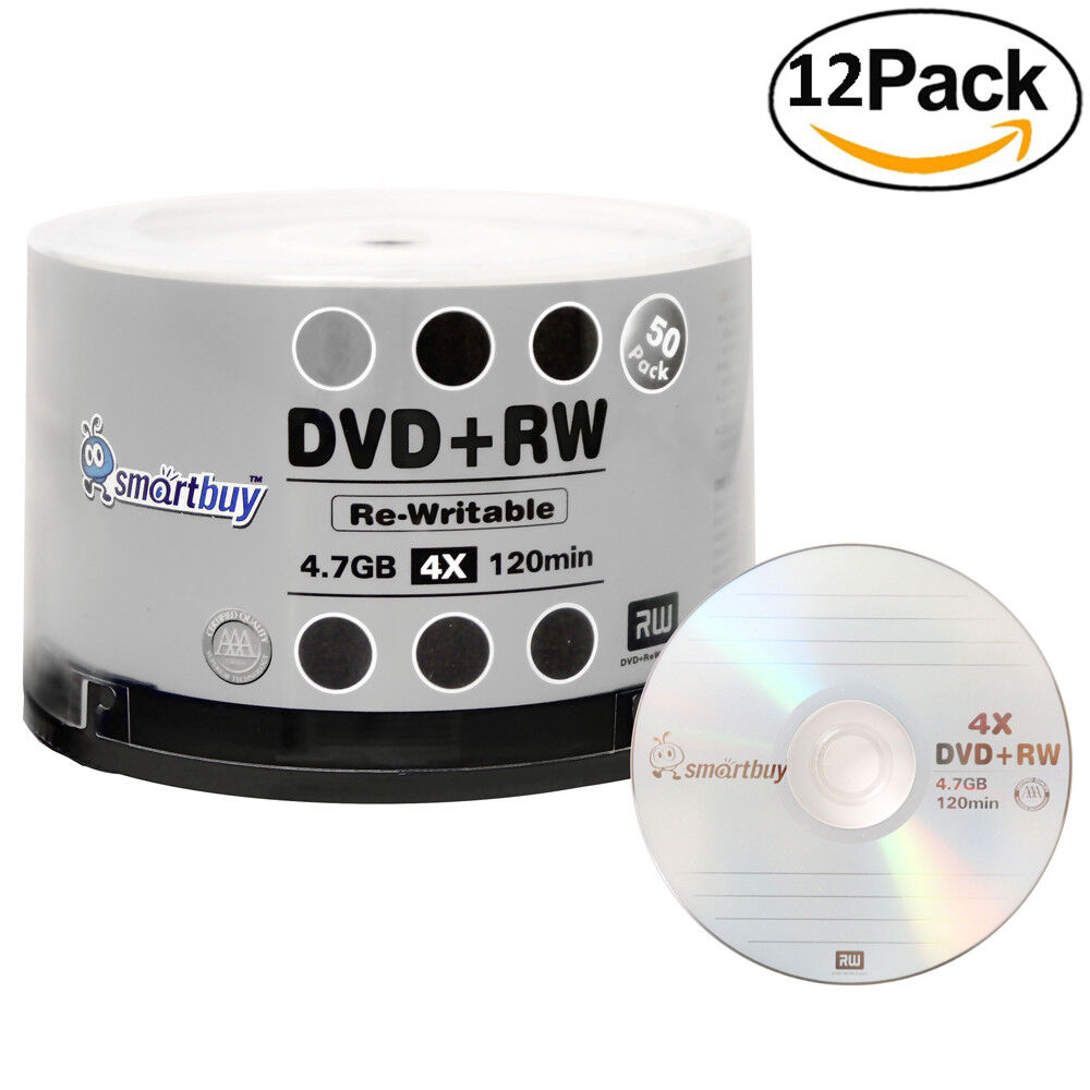 600 Pack Smartbuy Blank DVD+RW 4x 4.7GB Branded Logo Rewritable DVD Media Disc